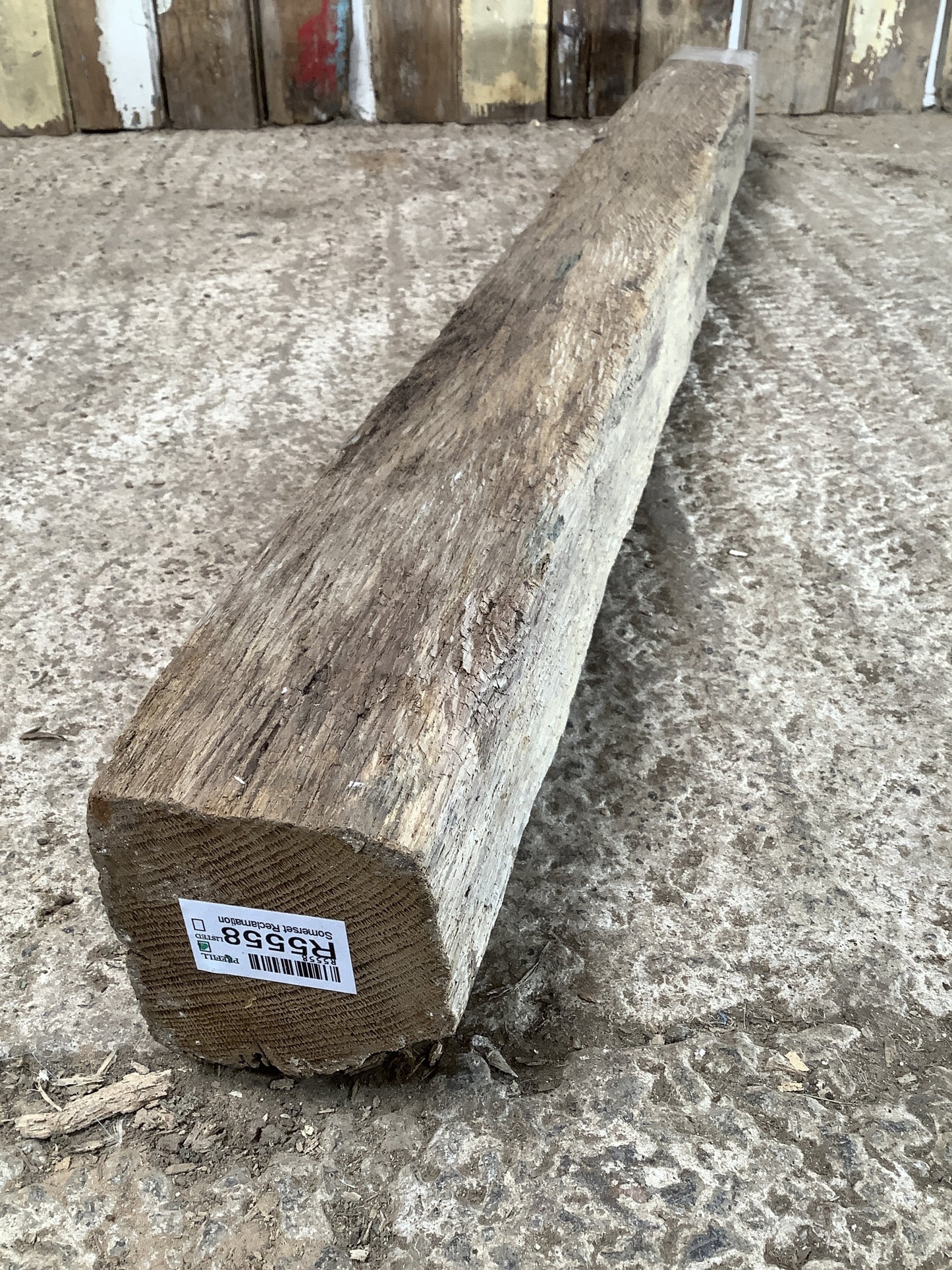 3'11" L Reclaimed Old Solid Oak Timber Beam Post