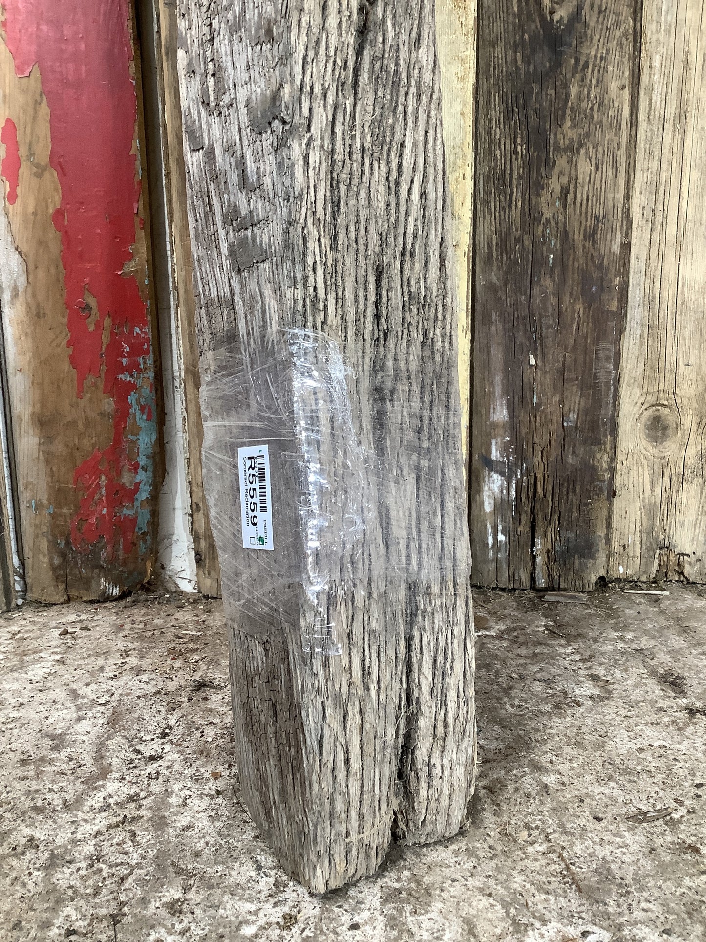 4'1" L Reclaimed Old Solid Oak Timber Post Beam