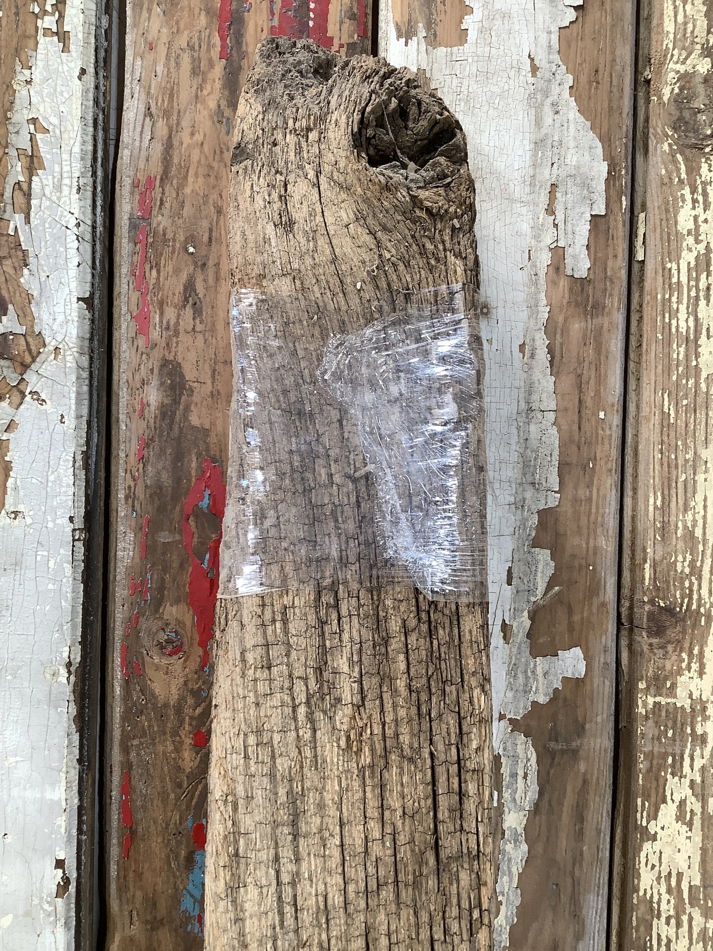 3'9" L Reclaimed Old Solid Oak Timber Post Beam