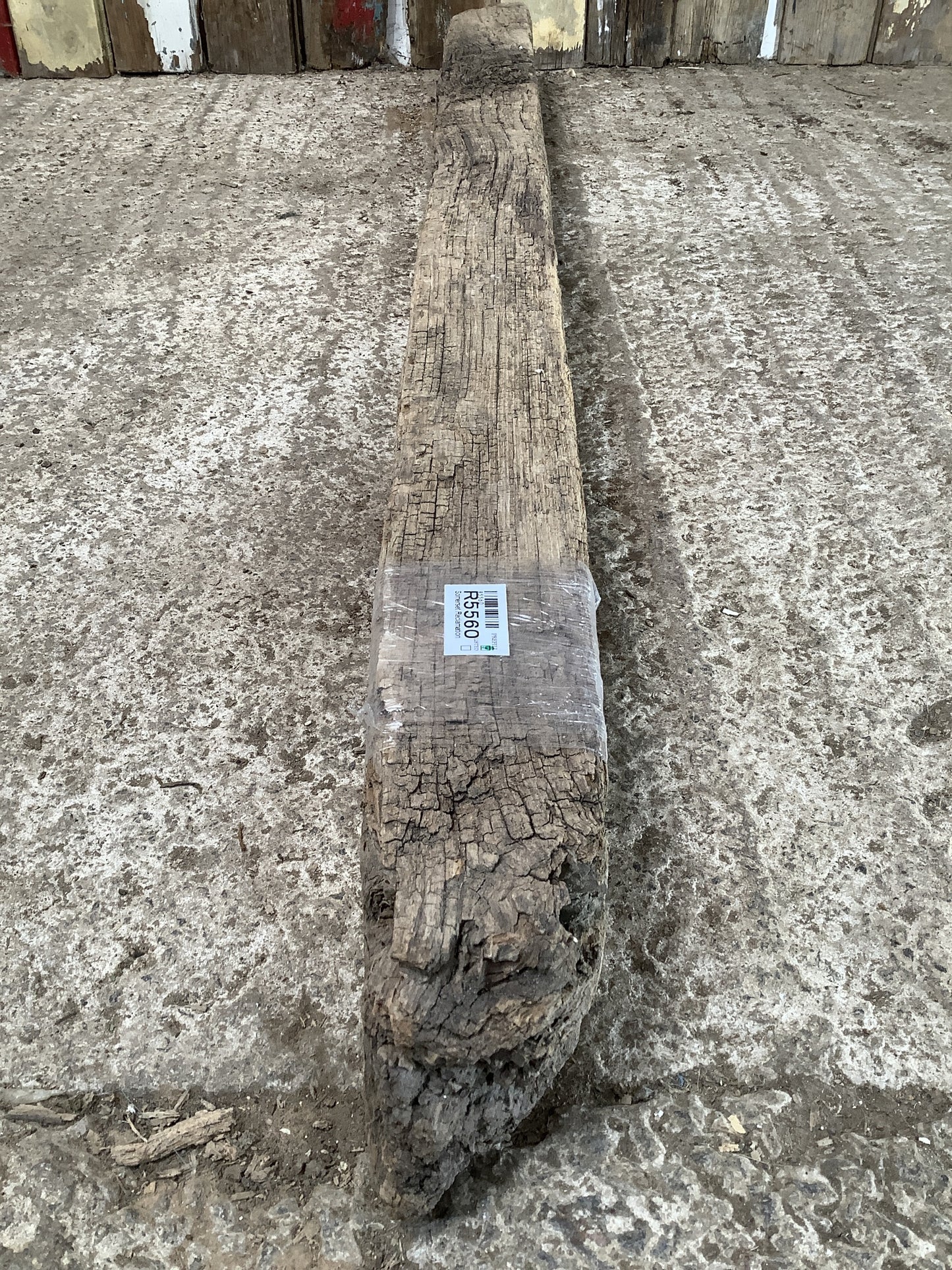 3'9" L Reclaimed Old Solid Oak Timber Post Beam
