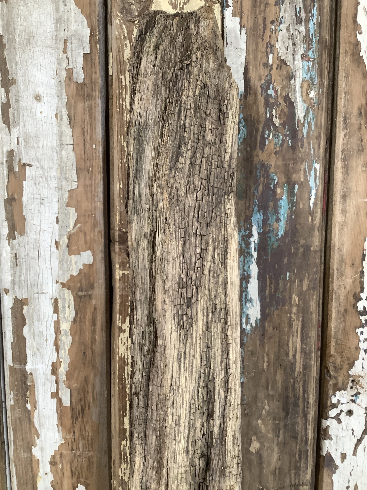 3'8" L Reclaimed Old Solid Oak Timber Post Beam