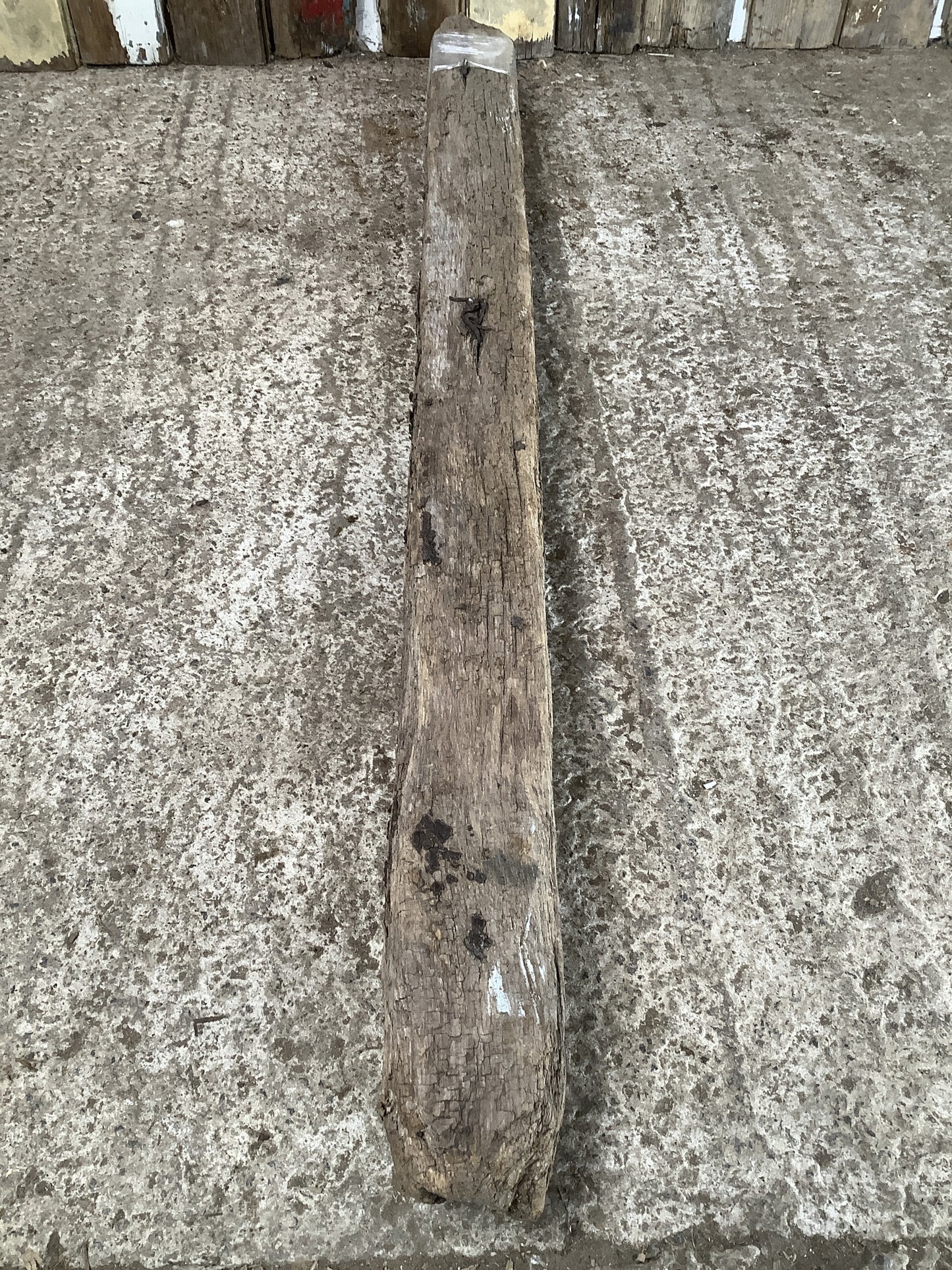 3'8" L Reclaimed Old Solid Oak Timber Post Beam