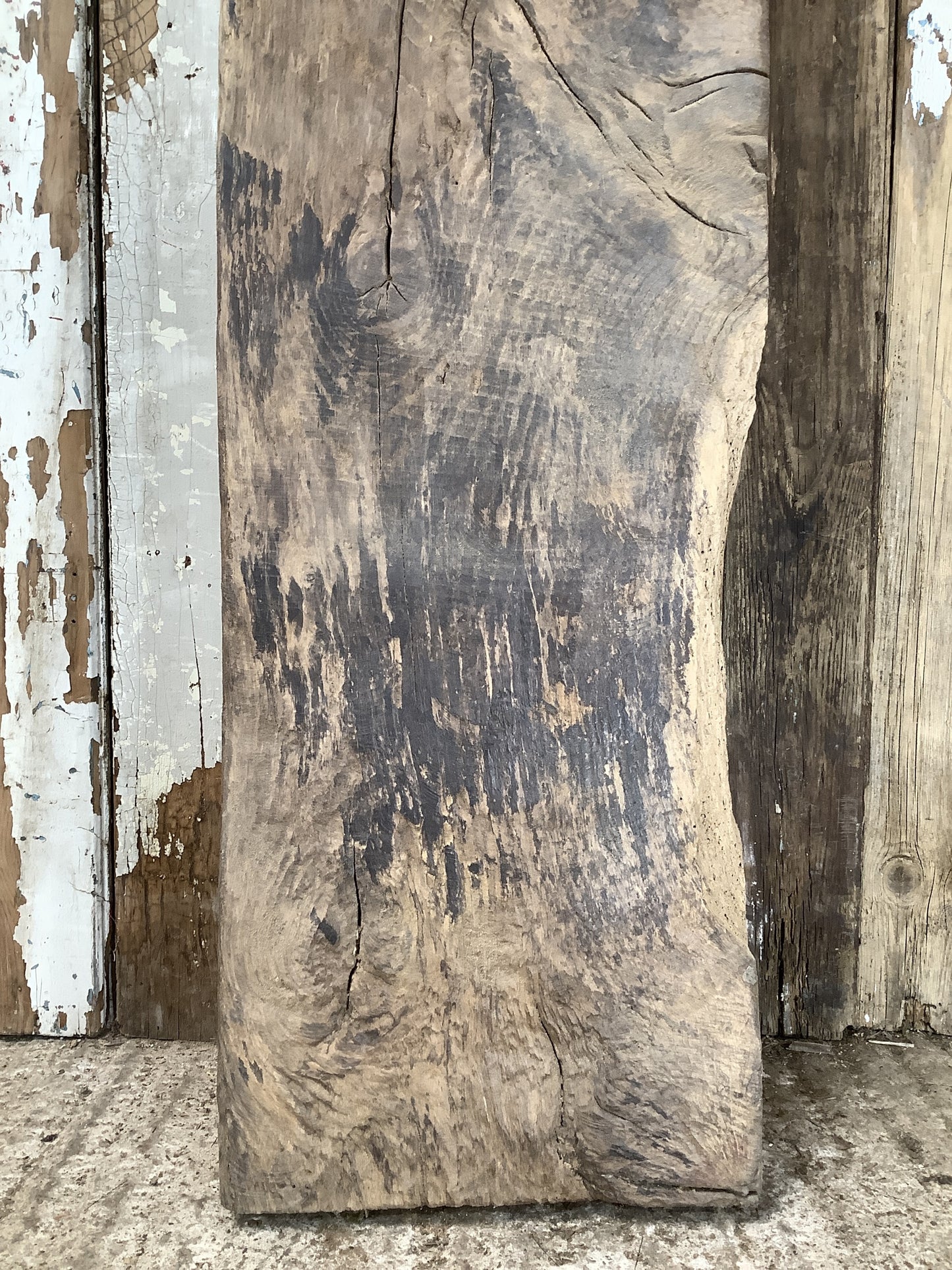 5'3" L Reclaimed Large Old Solid Oak Timber Post Beam