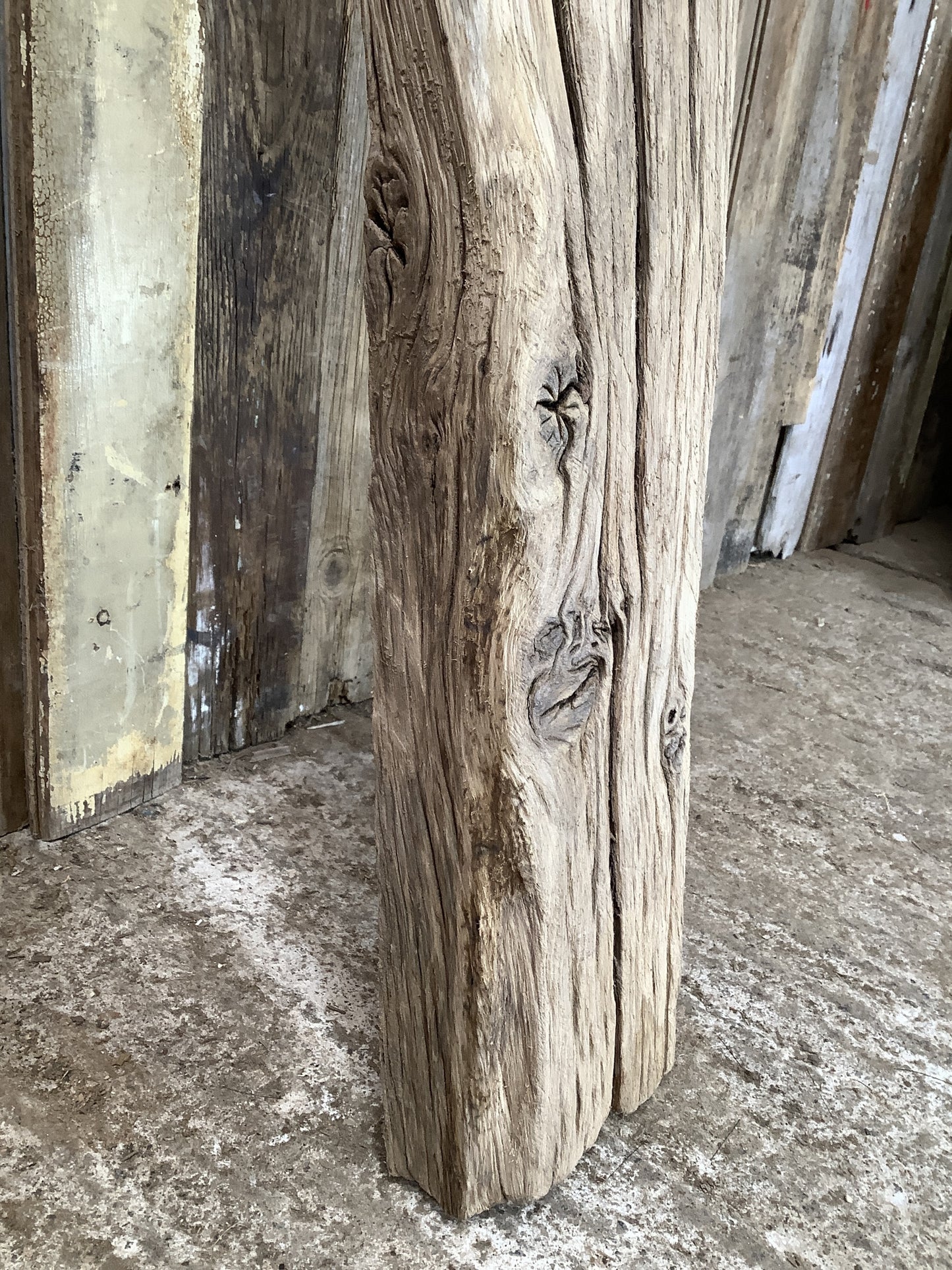 7'3" L Reclaimed Old Solid Oak Timber Post Joist Beam