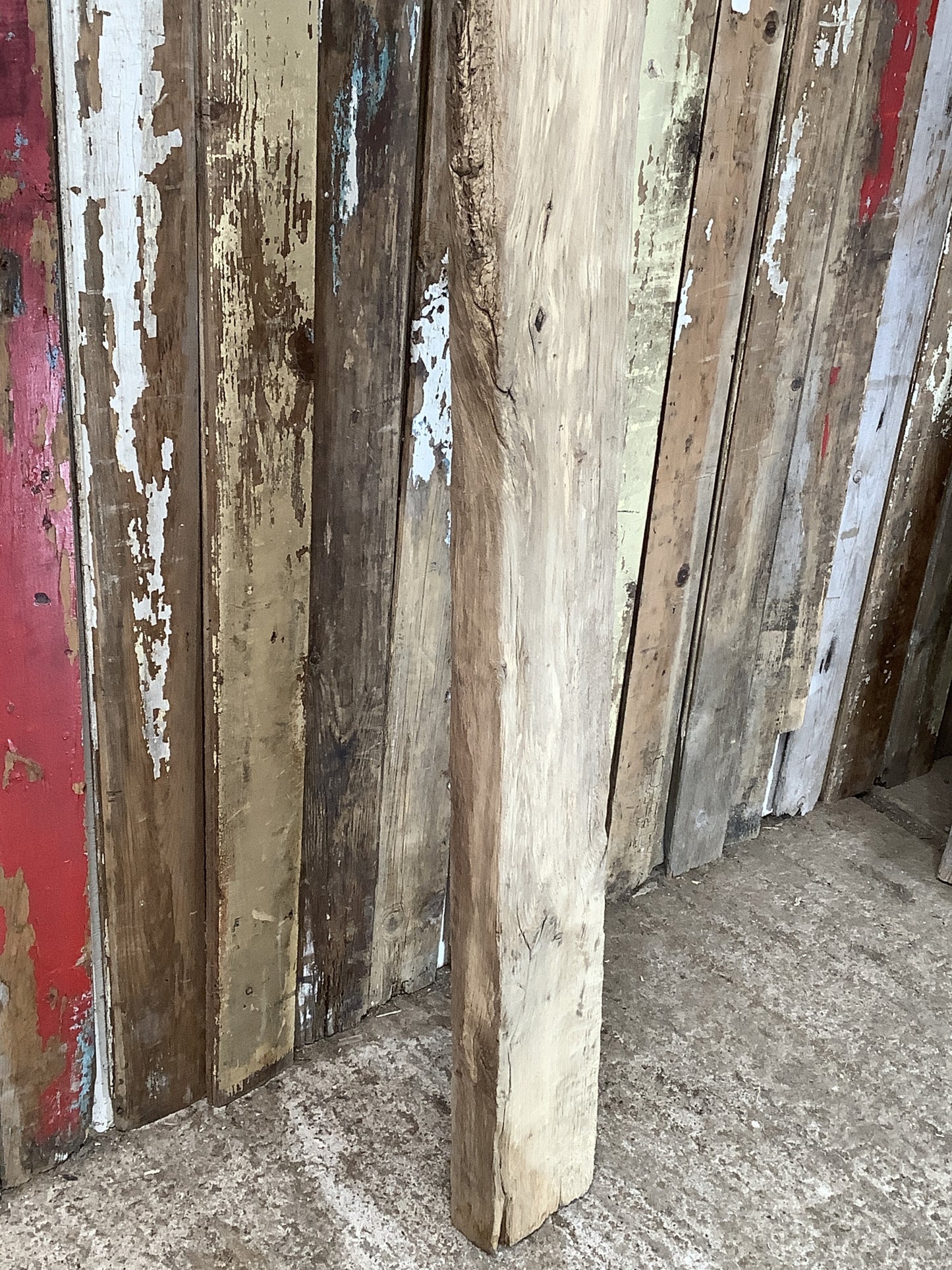 7'3" L Reclaimed Old Solid Oak Timber Post Joist Beam