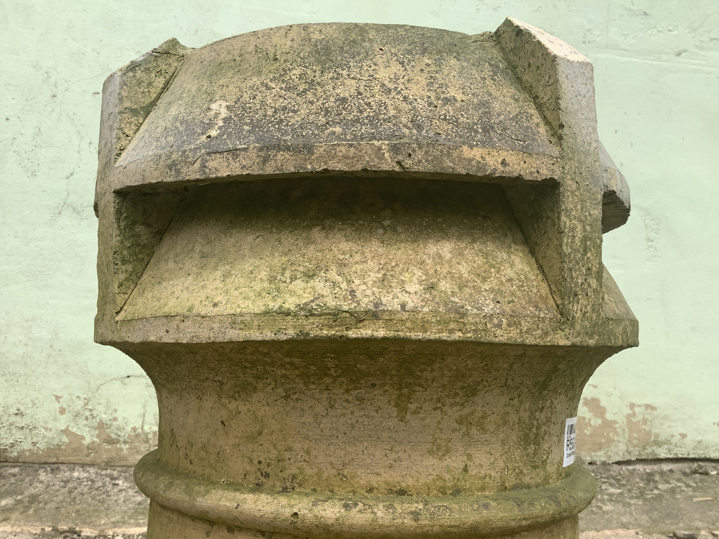1'4"H Old Short Clay Buff Yellow Louver Chimney Pot Garden Planter