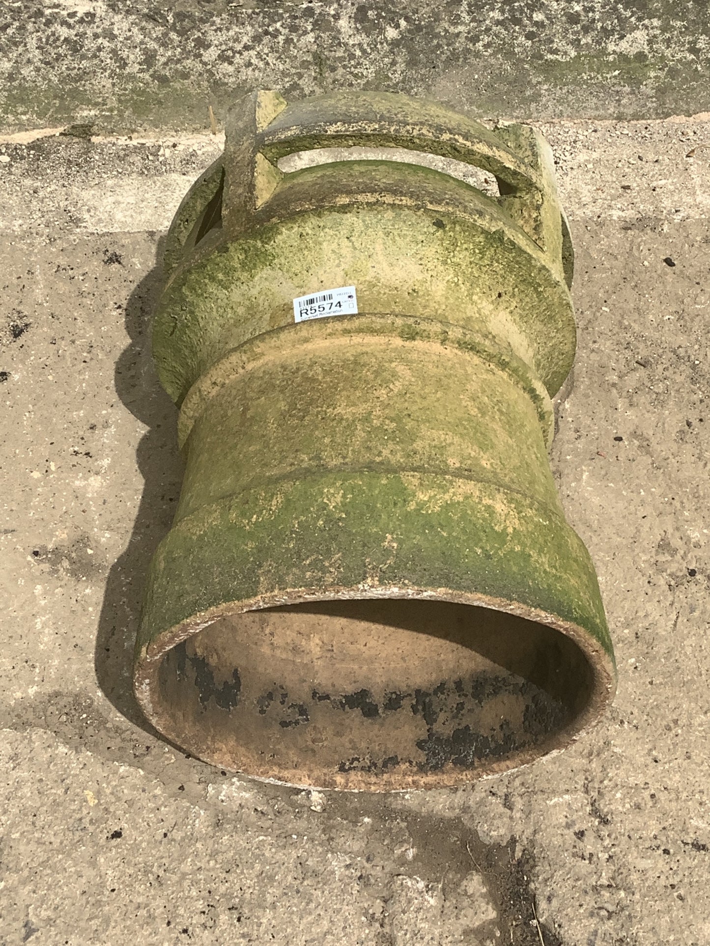 1'4"H Old Short Clay Buff Yellow Louver Chimney Pot Garden Planter