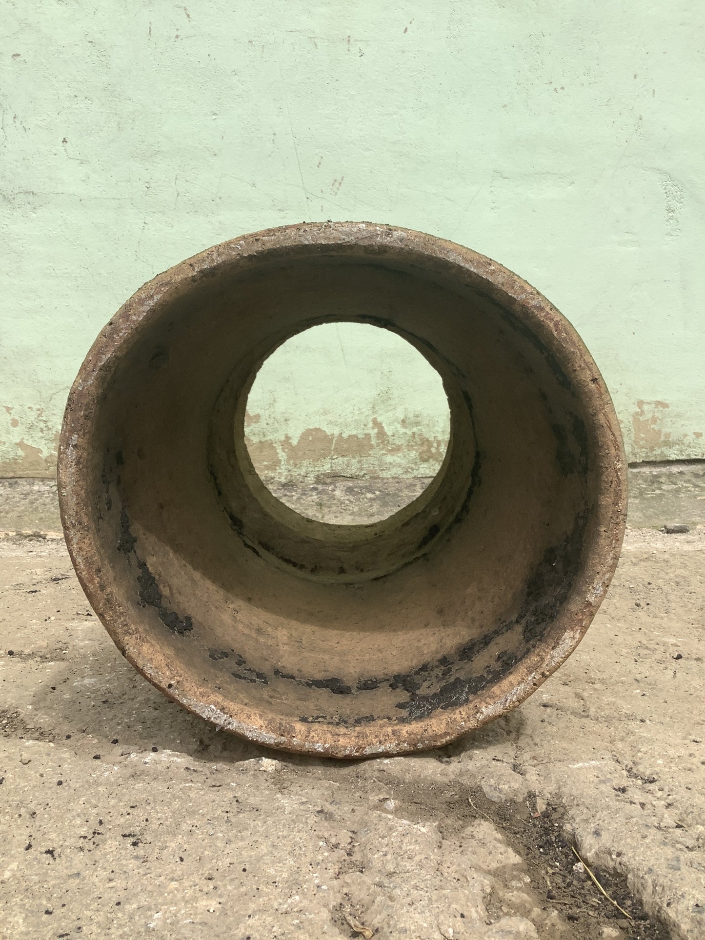 1'4"H Old Short Clay Buff Yellow Louver Chimney Pot Garden Planter