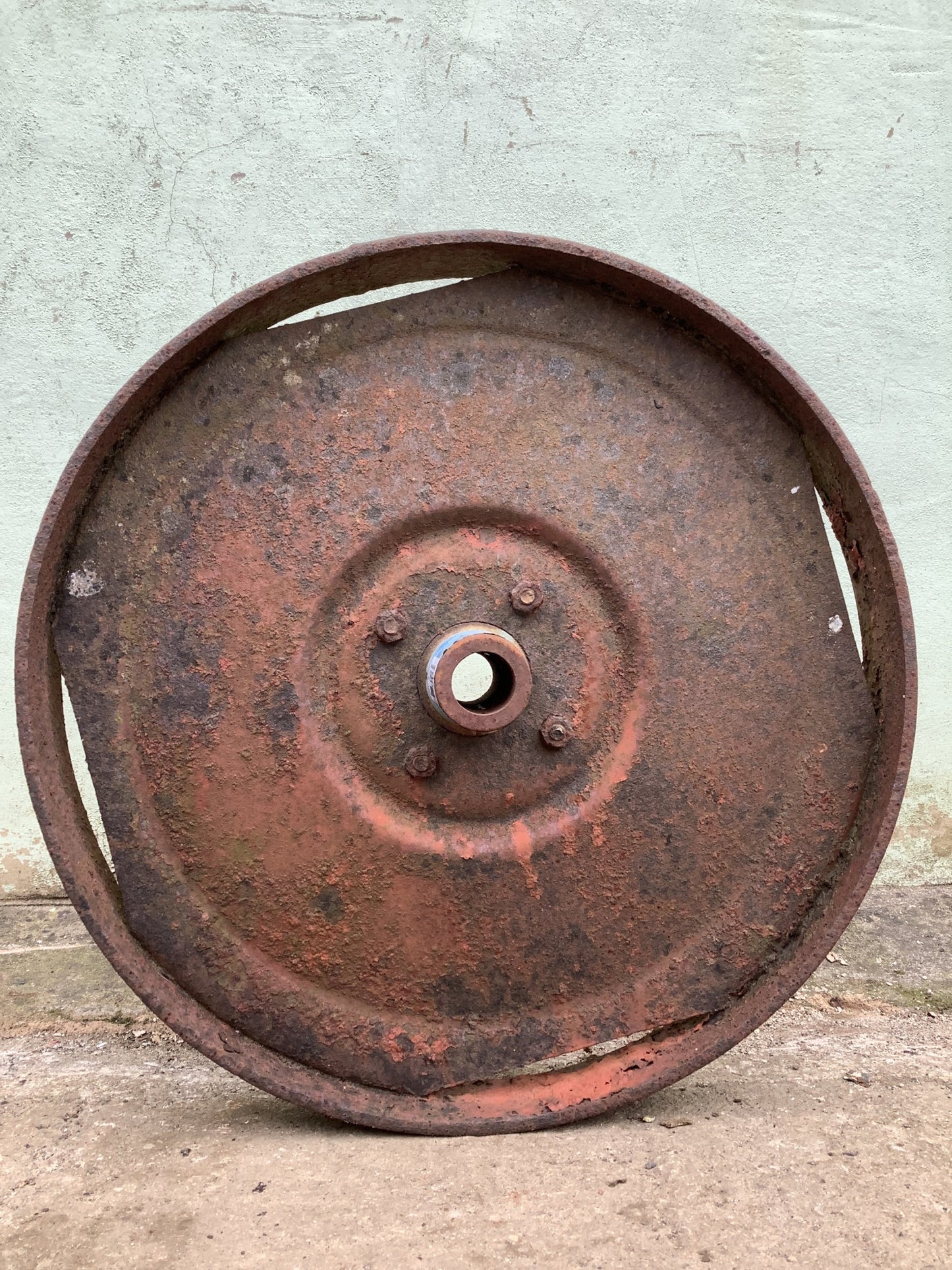 Old Reclaimed Rusty Metal Disc Machine Trolly Marker Wheel 1'7"H 0'2"x W
