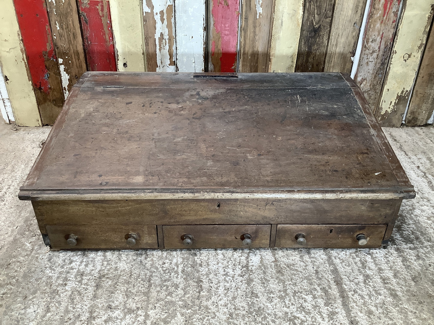 Antique Victorian Mahogany Writing Desk Slope With Drawers "H 2'11"x W