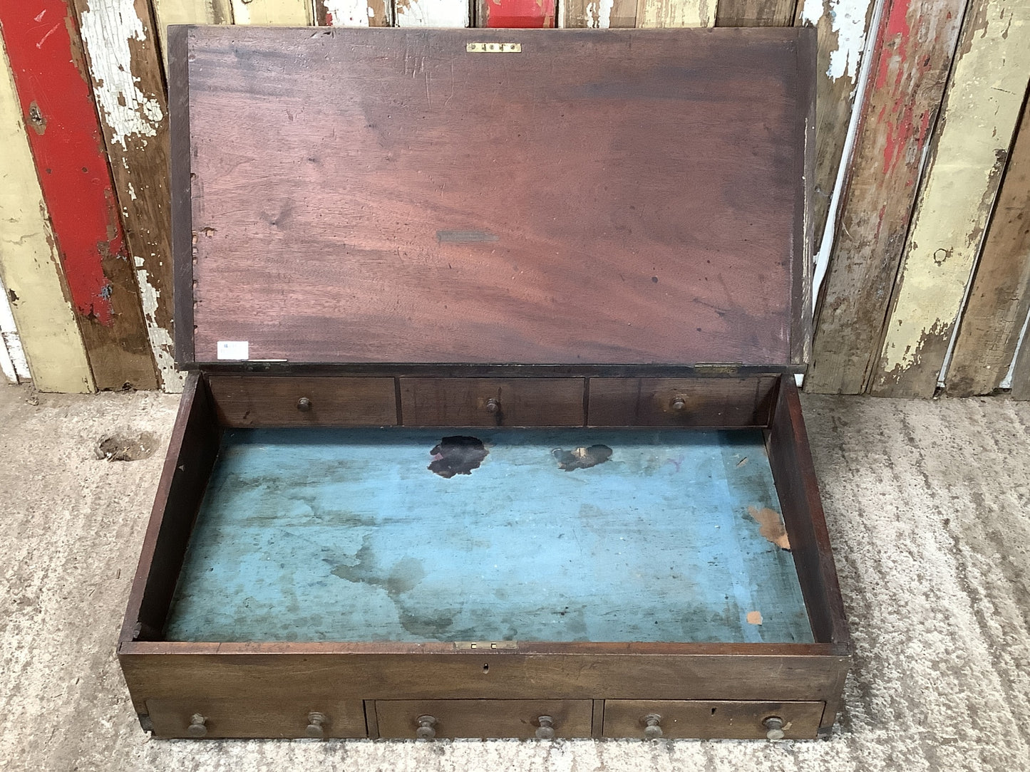 Antique Victorian Mahogany Writing Desk Slope With Drawers "H 2'11"x W