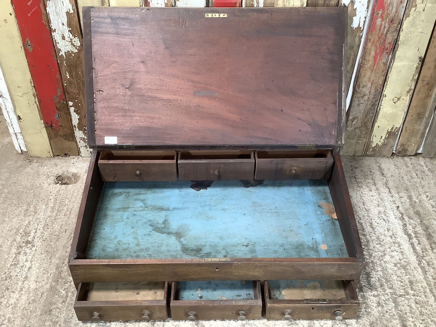 Antique Victorian Mahogany Writing Desk Slope With Drawers "H 2'11"x W