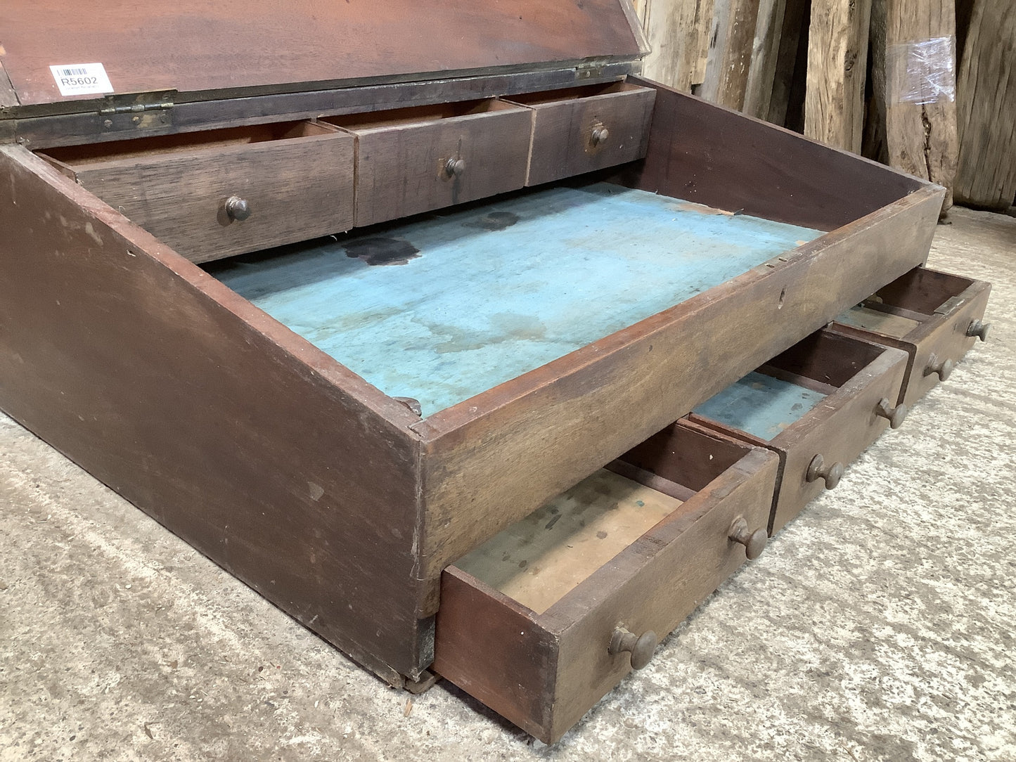 Antique Victorian Mahogany Writing Desk Slope With Drawers "H 2'11"x W