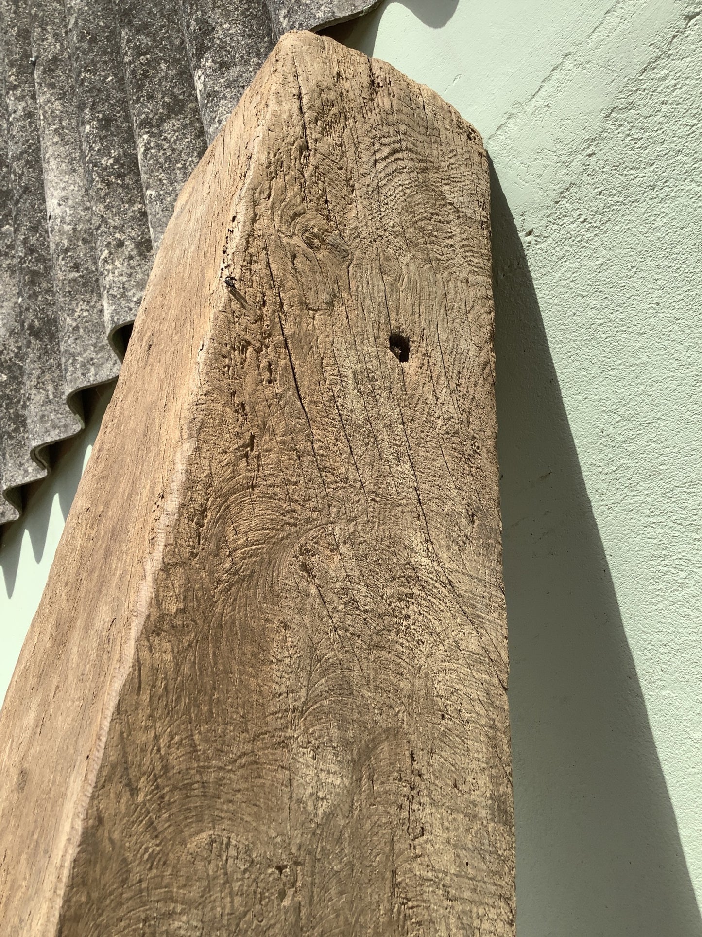 6'11" Long Old Solid English Oak Reclaimed Seasoned Rustic Fireplace Beam