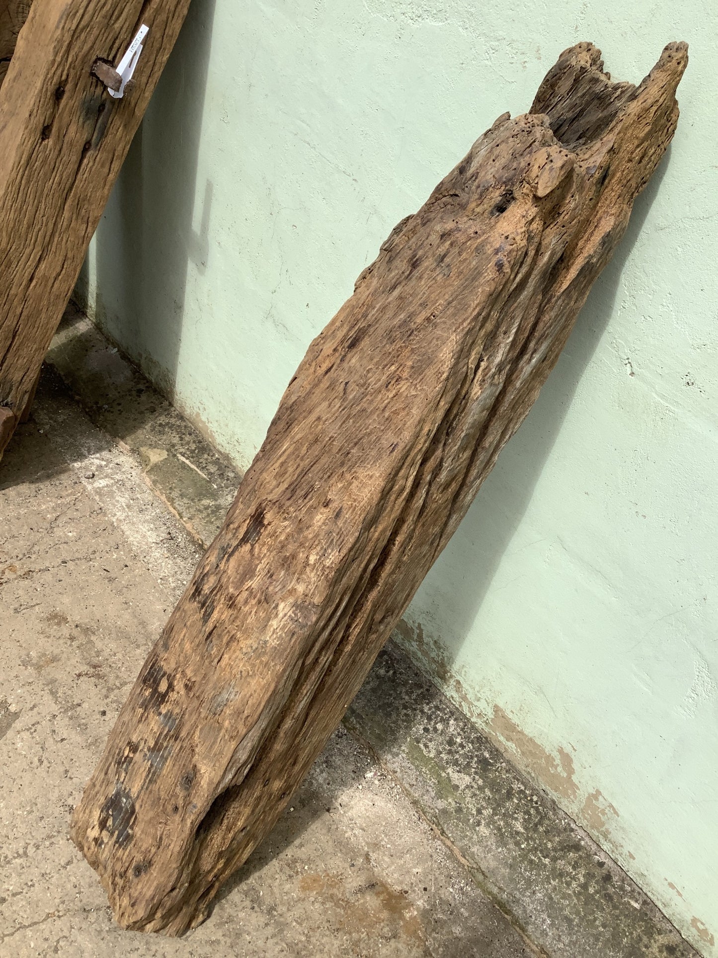 4'0" Long Old Solid English Oak Reclaimed Seasoned Rustic Fireplace Beam Post