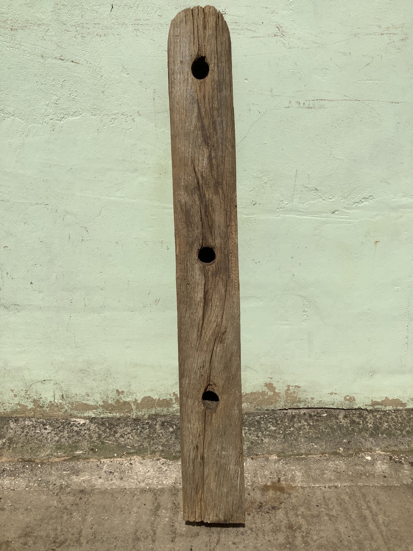 4'3" Long Old Solid English Oak Reclaimed Seasoned Rustic Fireplace Beam Post