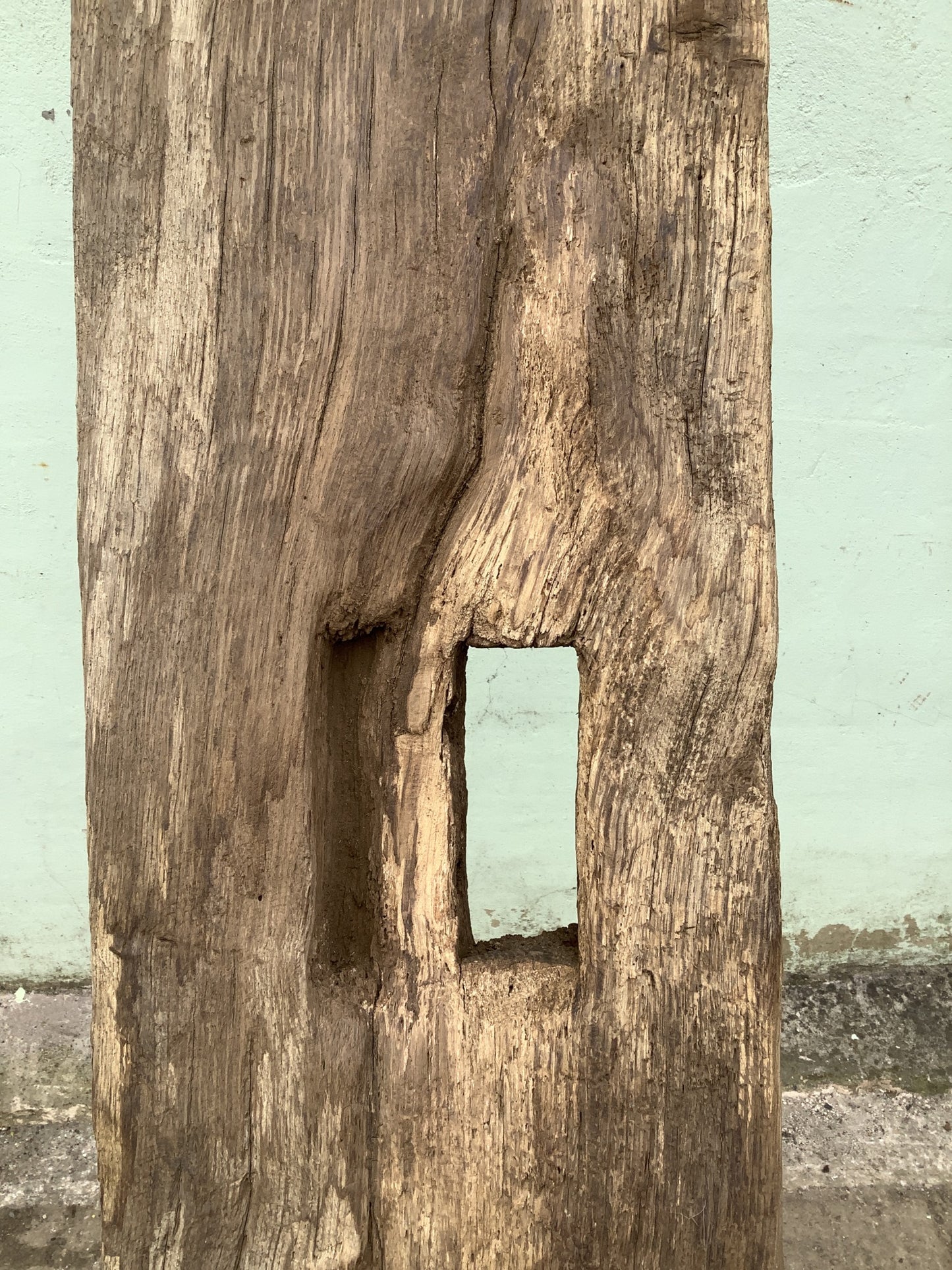 7'11" Long Old Solid English Oak Reclaimed Seasoned Fireplace Beam Post