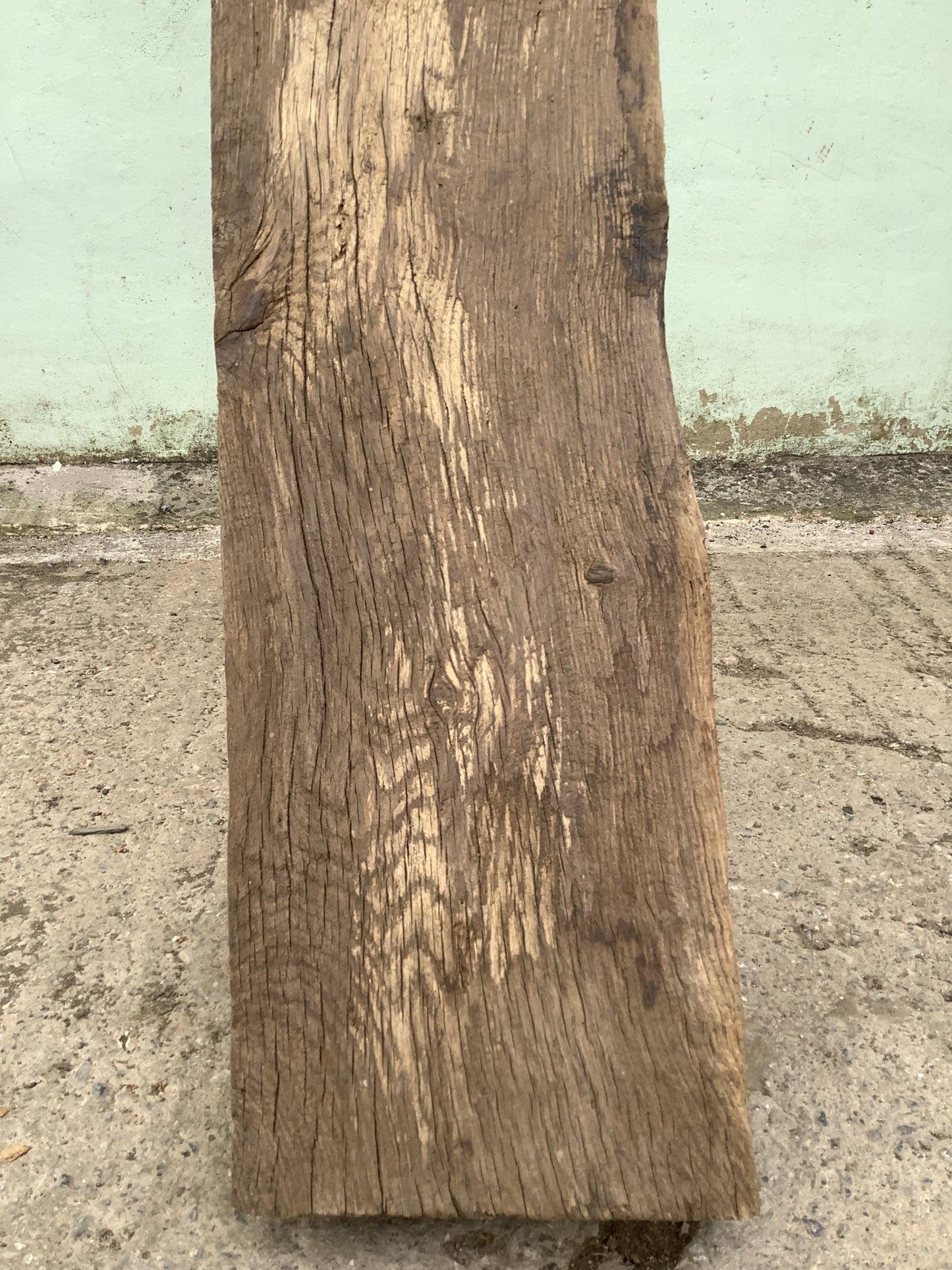 7'11" Long Old Solid English Oak Reclaimed Seasoned Fireplace Beam Post