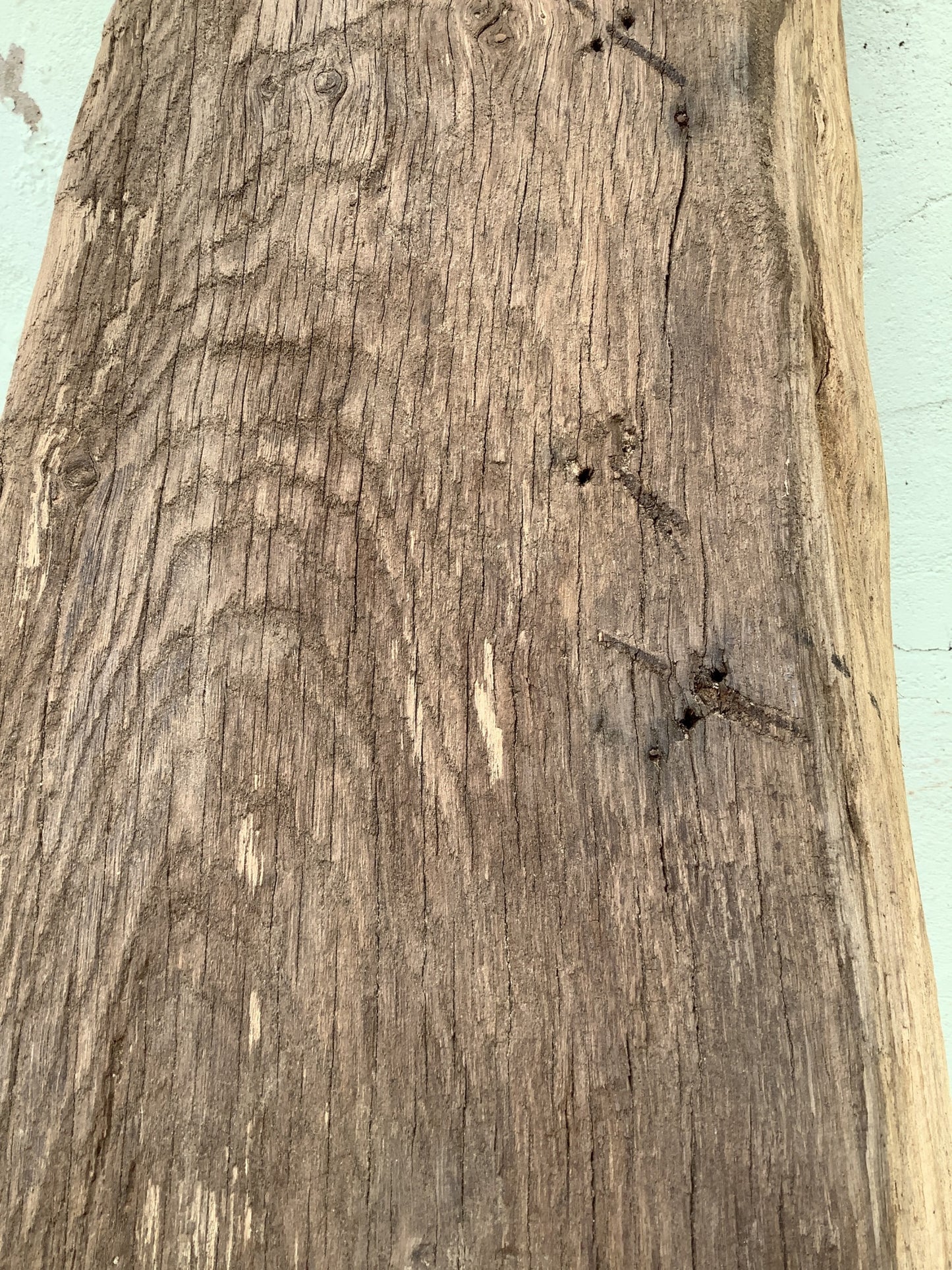 7'11" Long Old Solid English Oak Reclaimed Seasoned Fireplace Beam Post