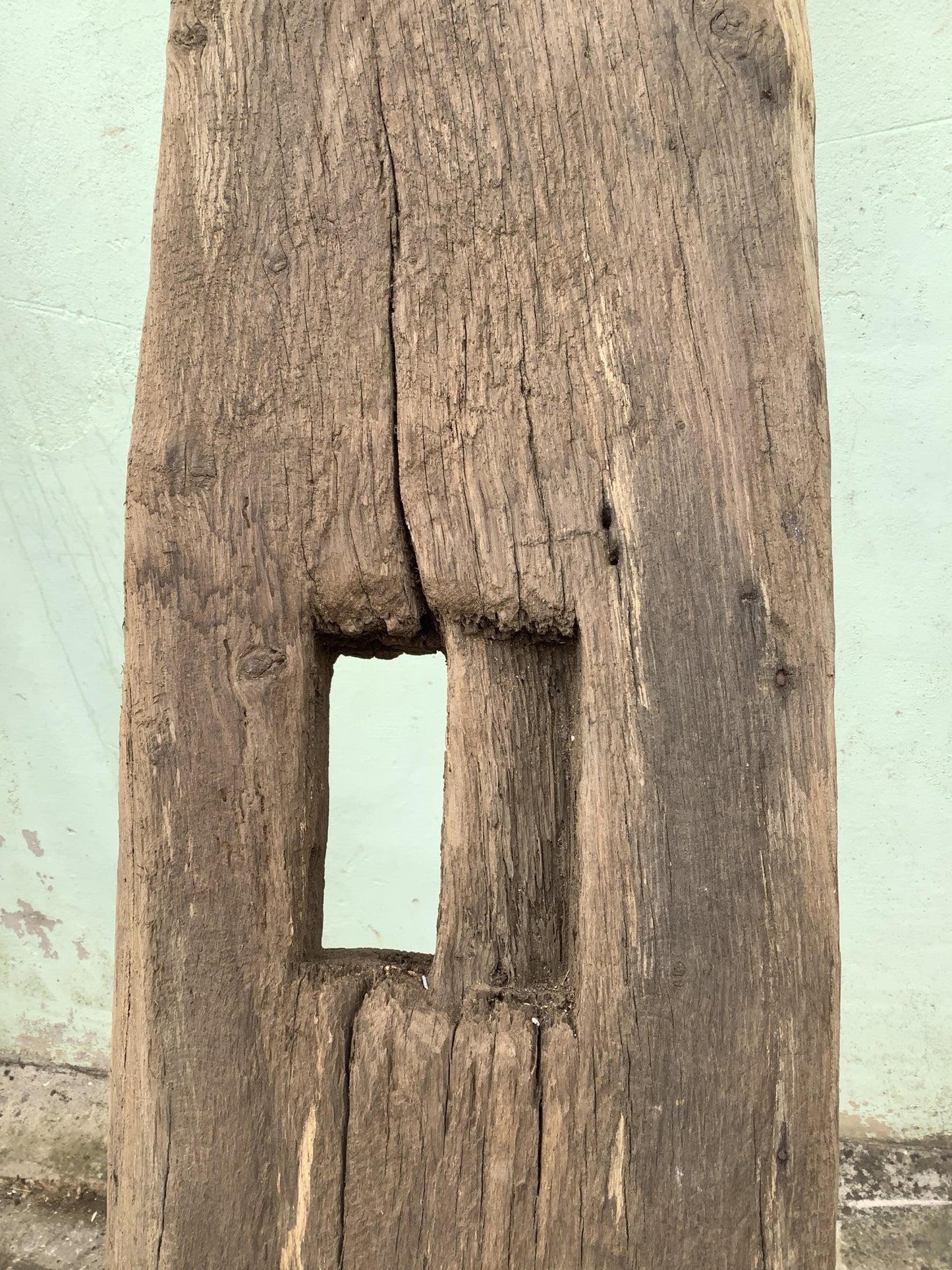 7'11" Long Old Solid English Oak Reclaimed Seasoned Fireplace Beam Post