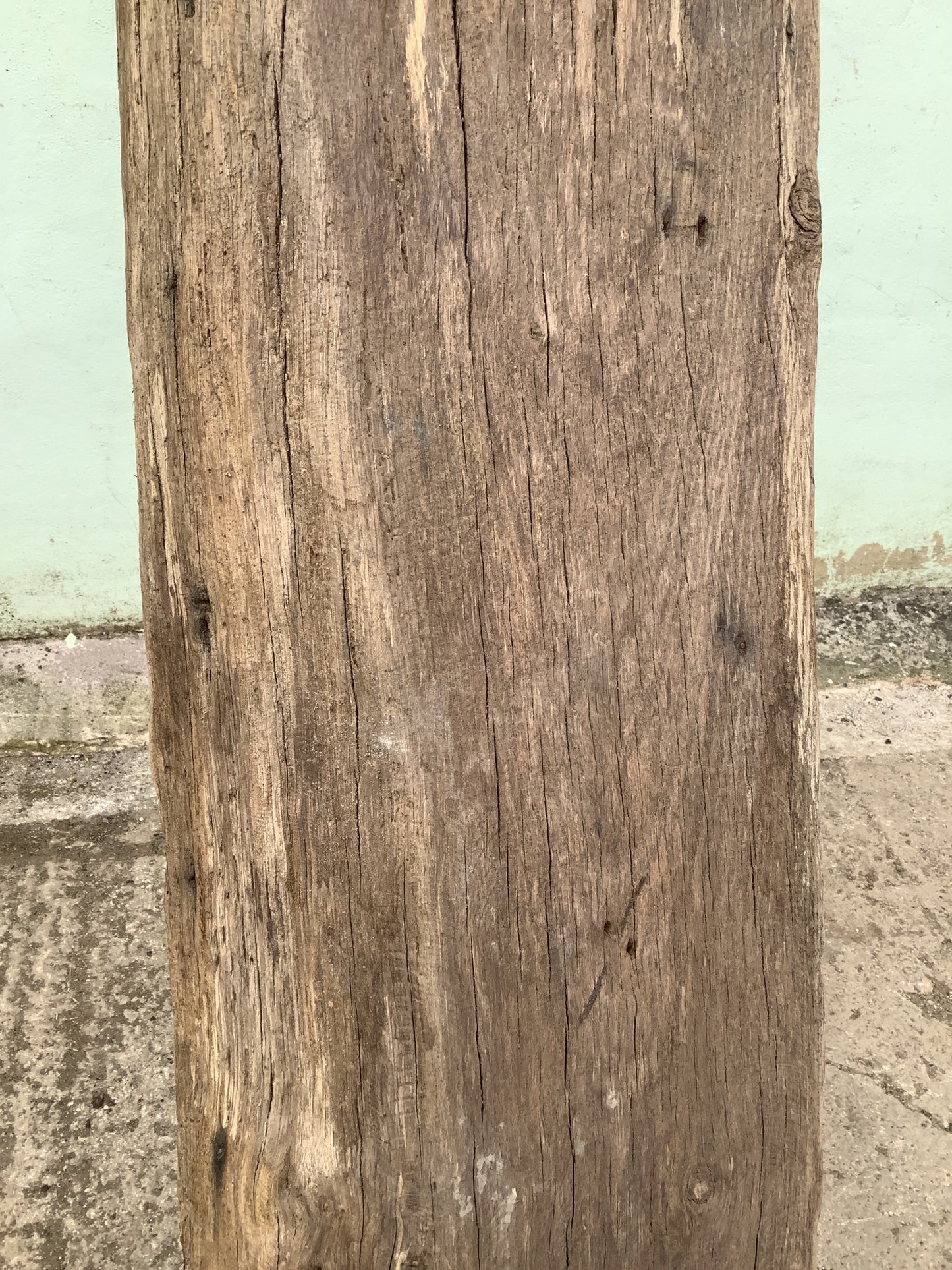 7'11" Long Old Solid English Oak Reclaimed Seasoned Fireplace Beam Post