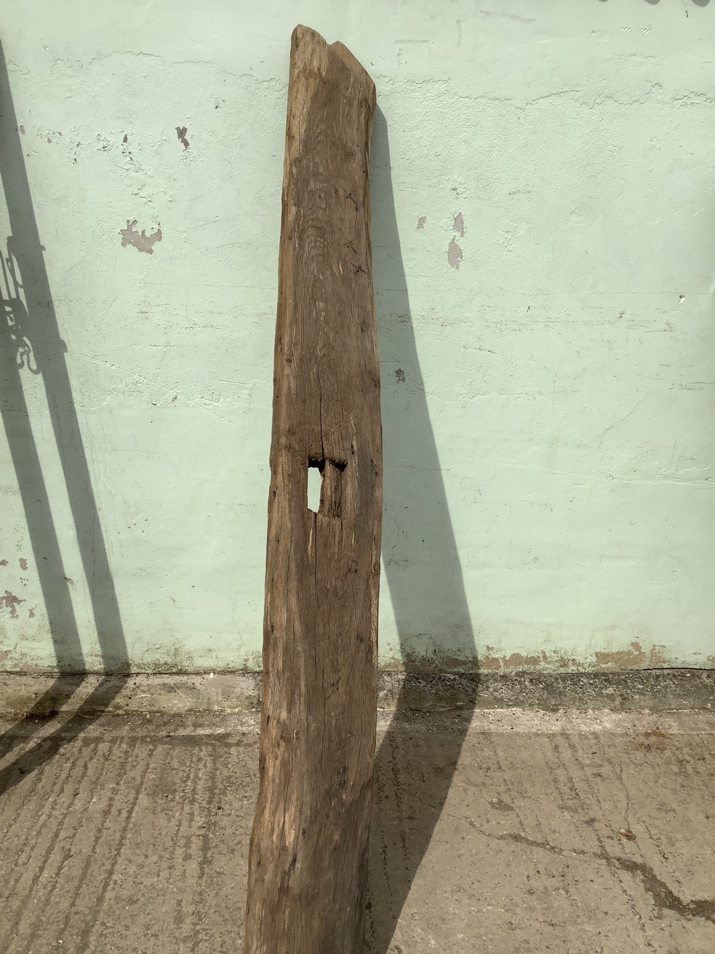 7'11" Long Old Solid English Oak Reclaimed Seasoned Fireplace Beam Post