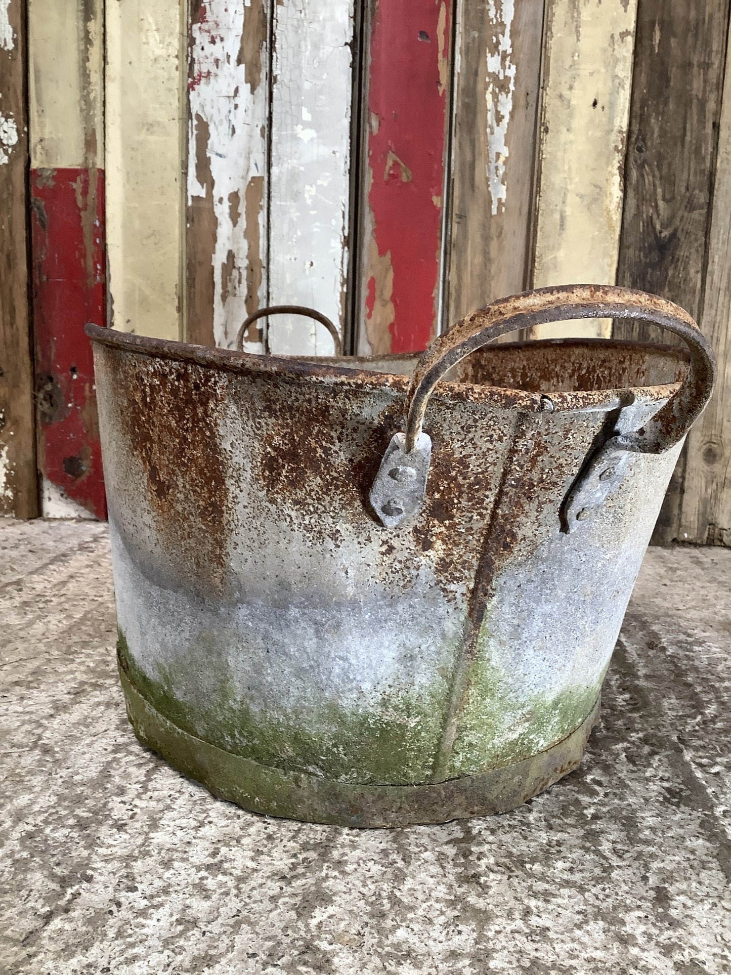 Old Galvanized Rusty Vintage Wash Tub Garden Planter 10"H