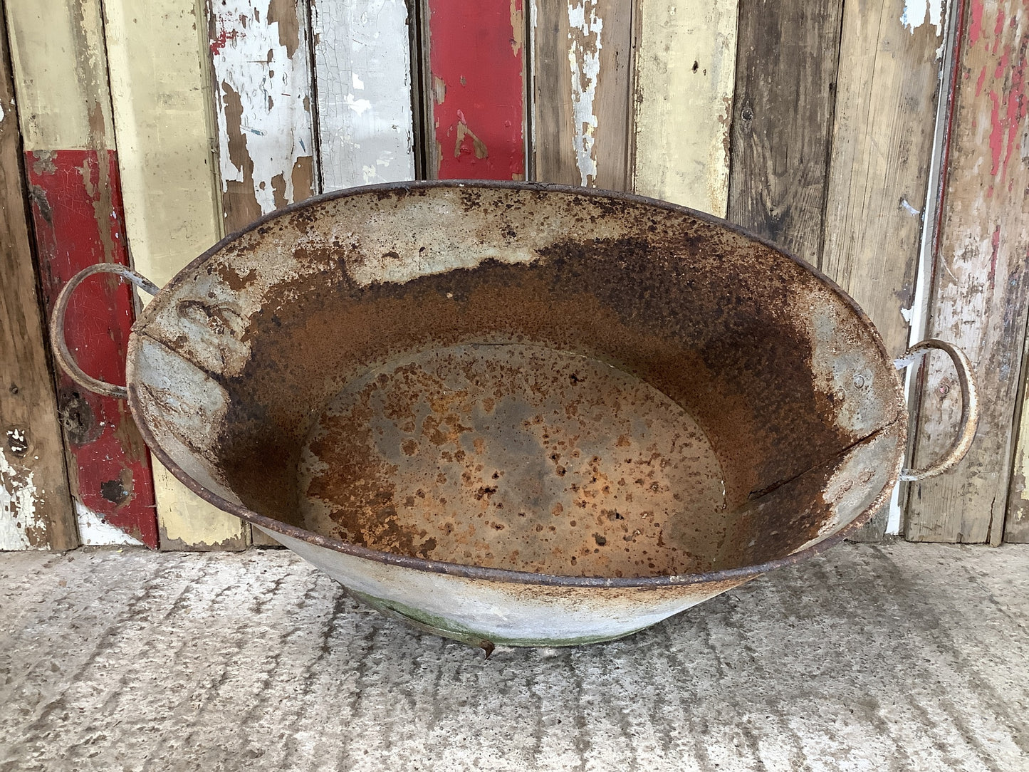 Old Galvanized Rusty Vintage Wash Tub Garden Planter 10"H