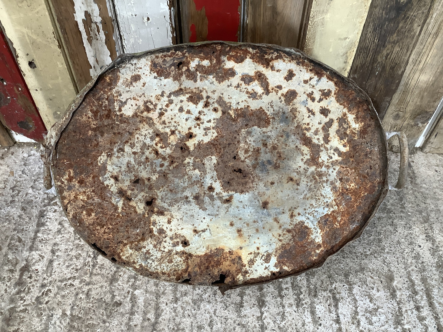 Old Galvanized Rusty Vintage Wash Tub Garden Planter 10"H