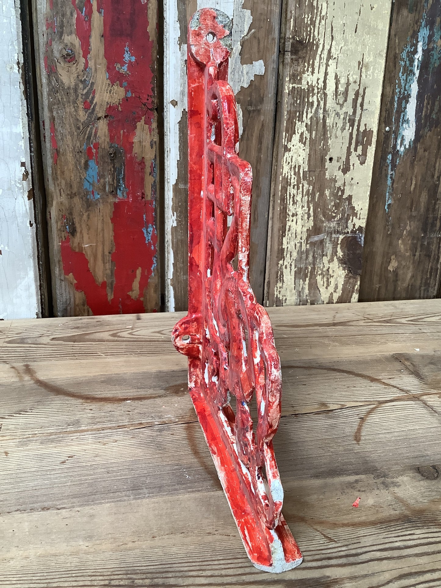 Old Painted Aluminium Single Wall Shel Bracket 10"H 0'2" W