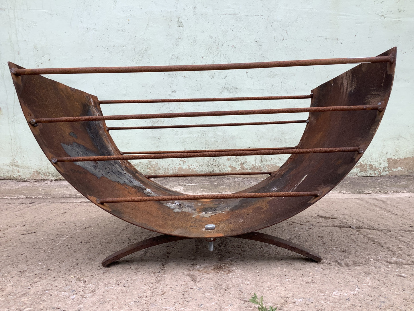 1'2"H 2'1" W Large Strong Rusty Metal Outside Firepit Fire Garden Burner