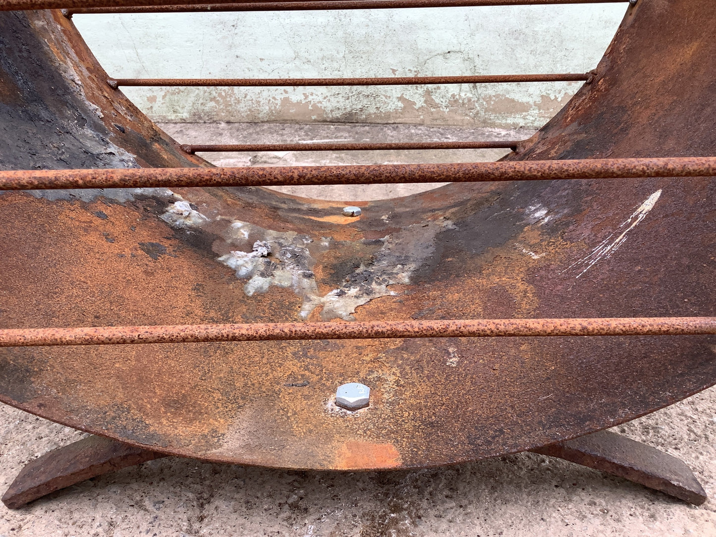 1'2"H 2'1" W Large Strong Rusty Metal Outside Firepit Fire Garden Burner