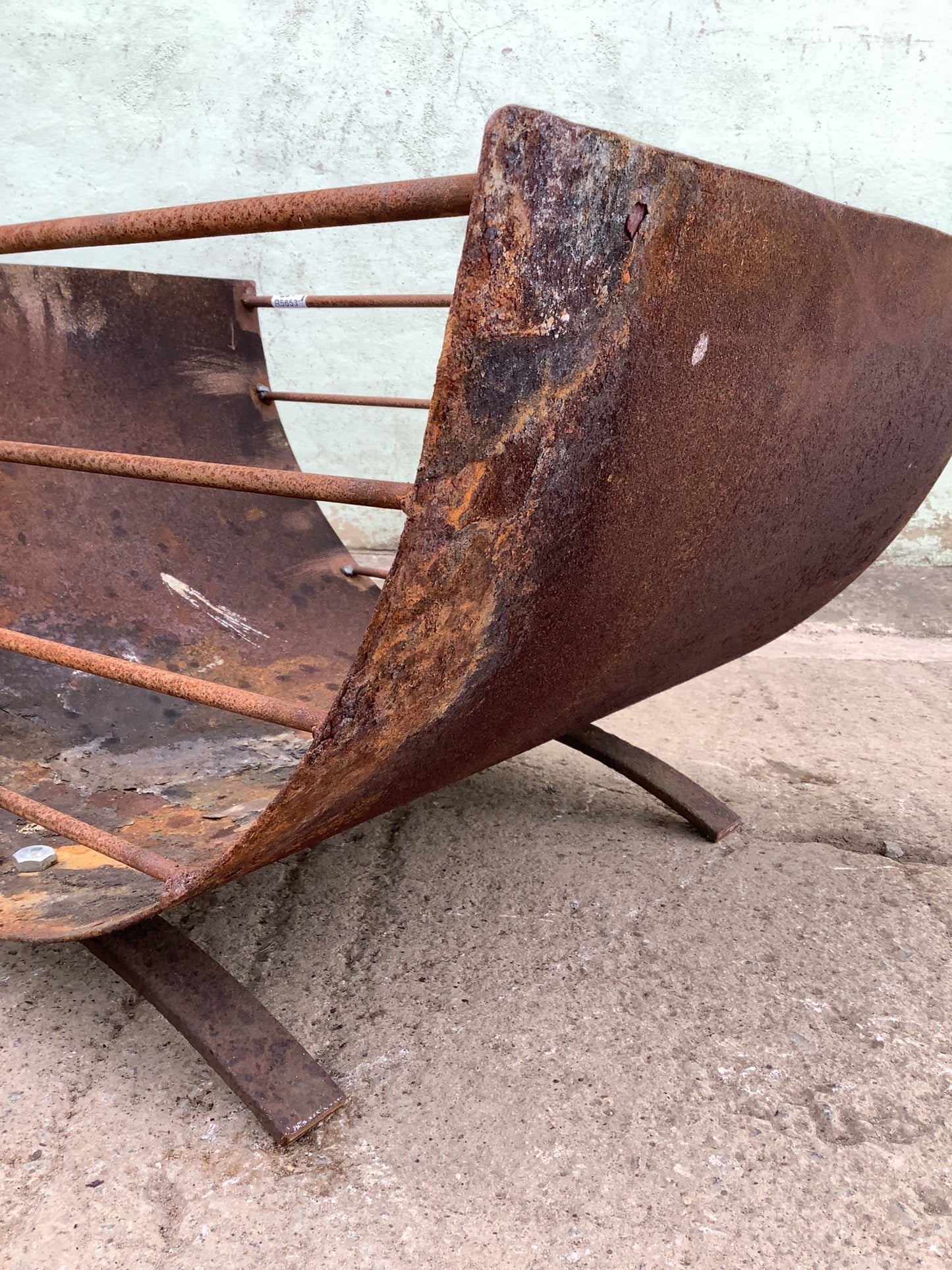 1'2"H 2'1" W Large Strong Rusty Metal Outside Firepit Fire Garden Burner