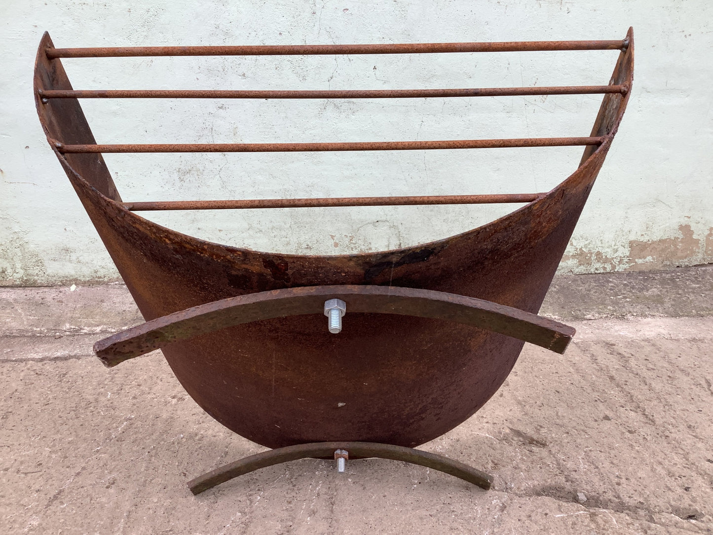 1'2"H 2'1" W Large Strong Rusty Metal Outside Firepit Fire Garden Burner