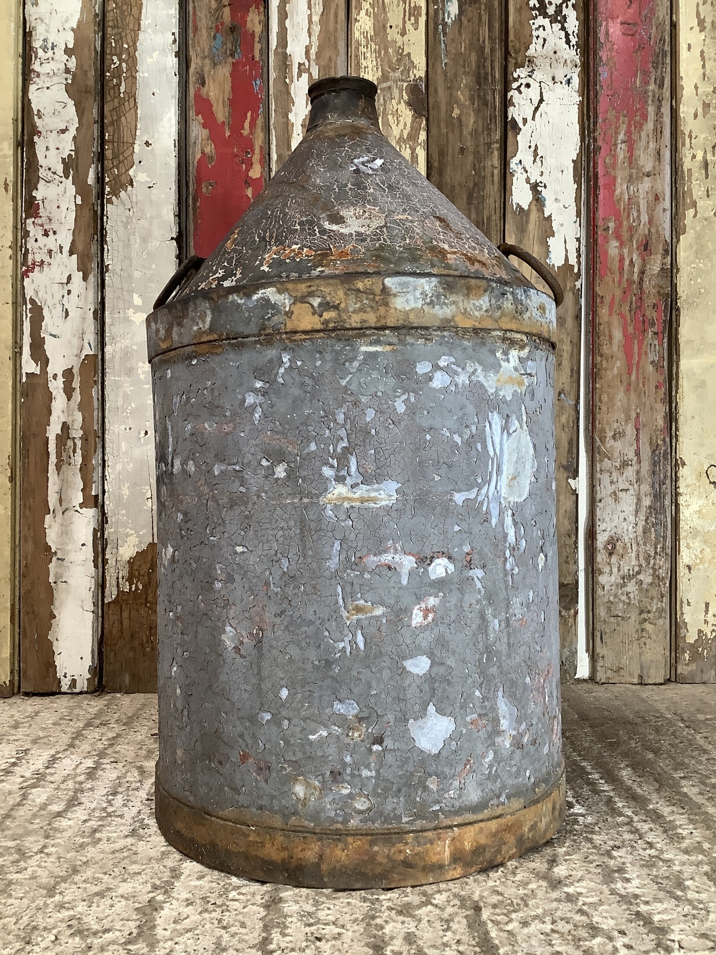 Old Painted Metal Can With Handles  2'1"H
