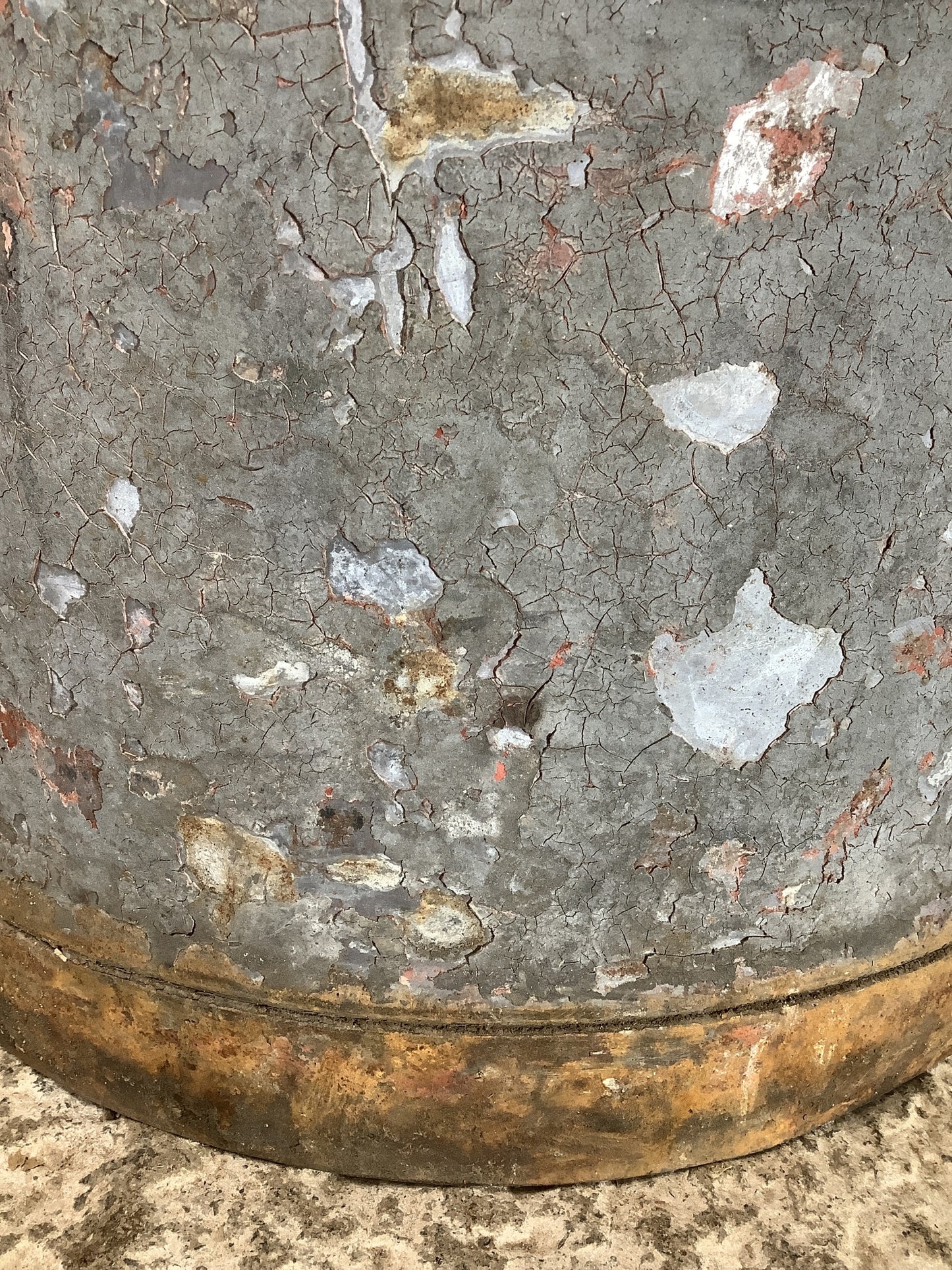 Old Painted Metal Can With Handles  2'1"H