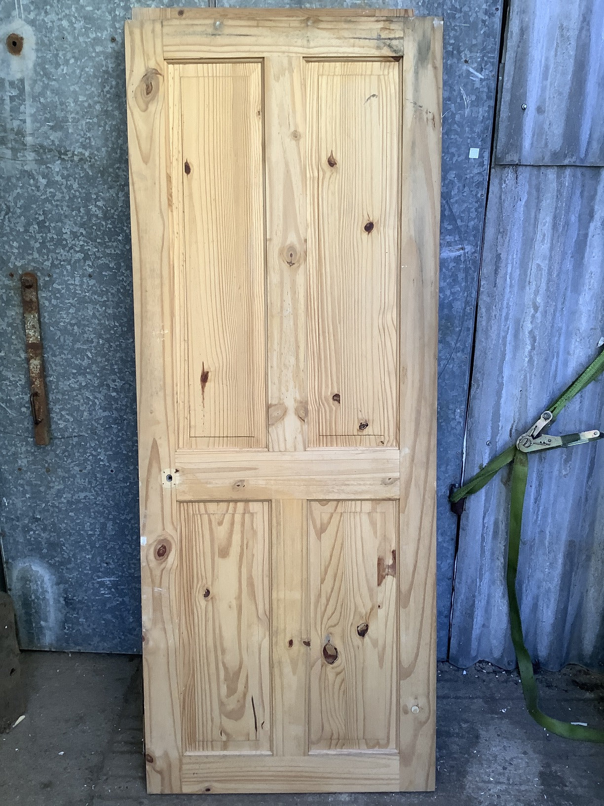 29 7/8"X76 7/8" Modern Internal Natural Pine Four Panel Door 2 over 2 Reclaimed