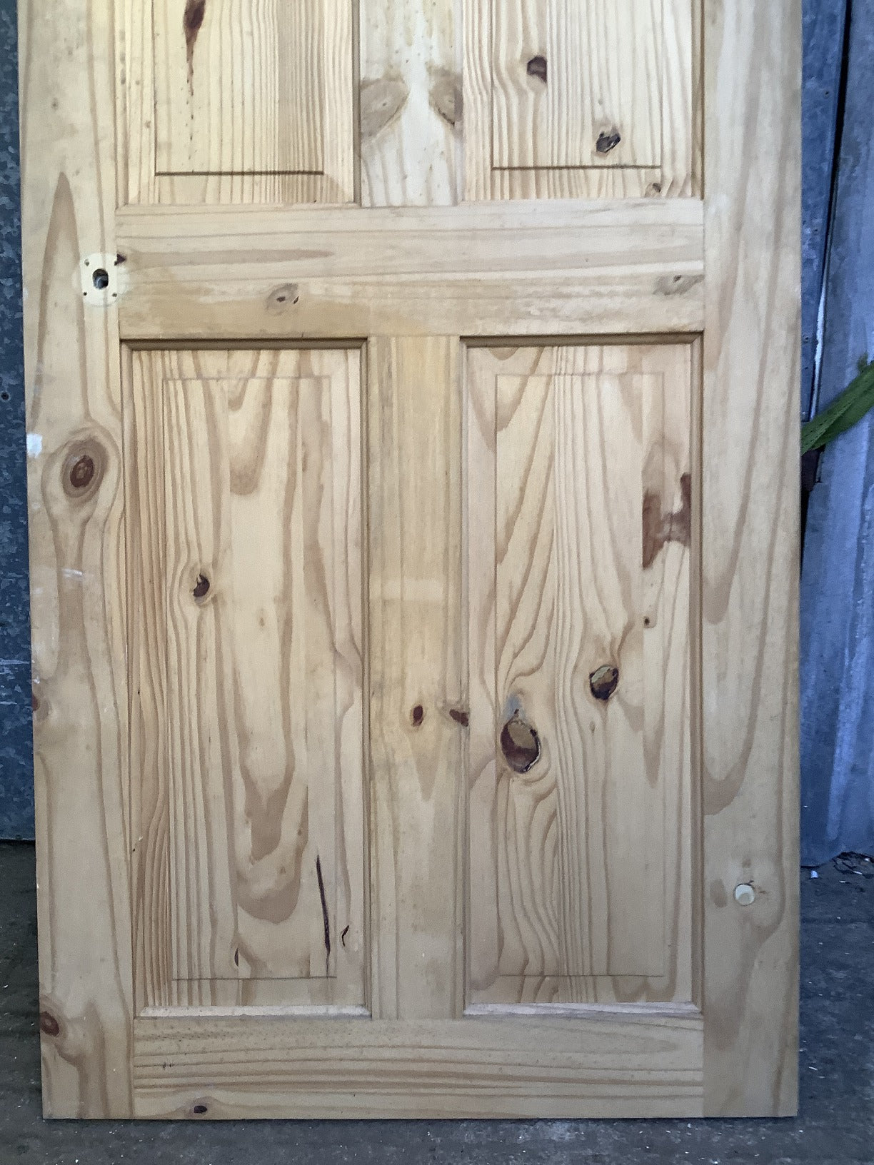 29 7/8"X76 7/8" Modern Internal Natural Pine Four Panel Door 2 over 2 Reclaimed