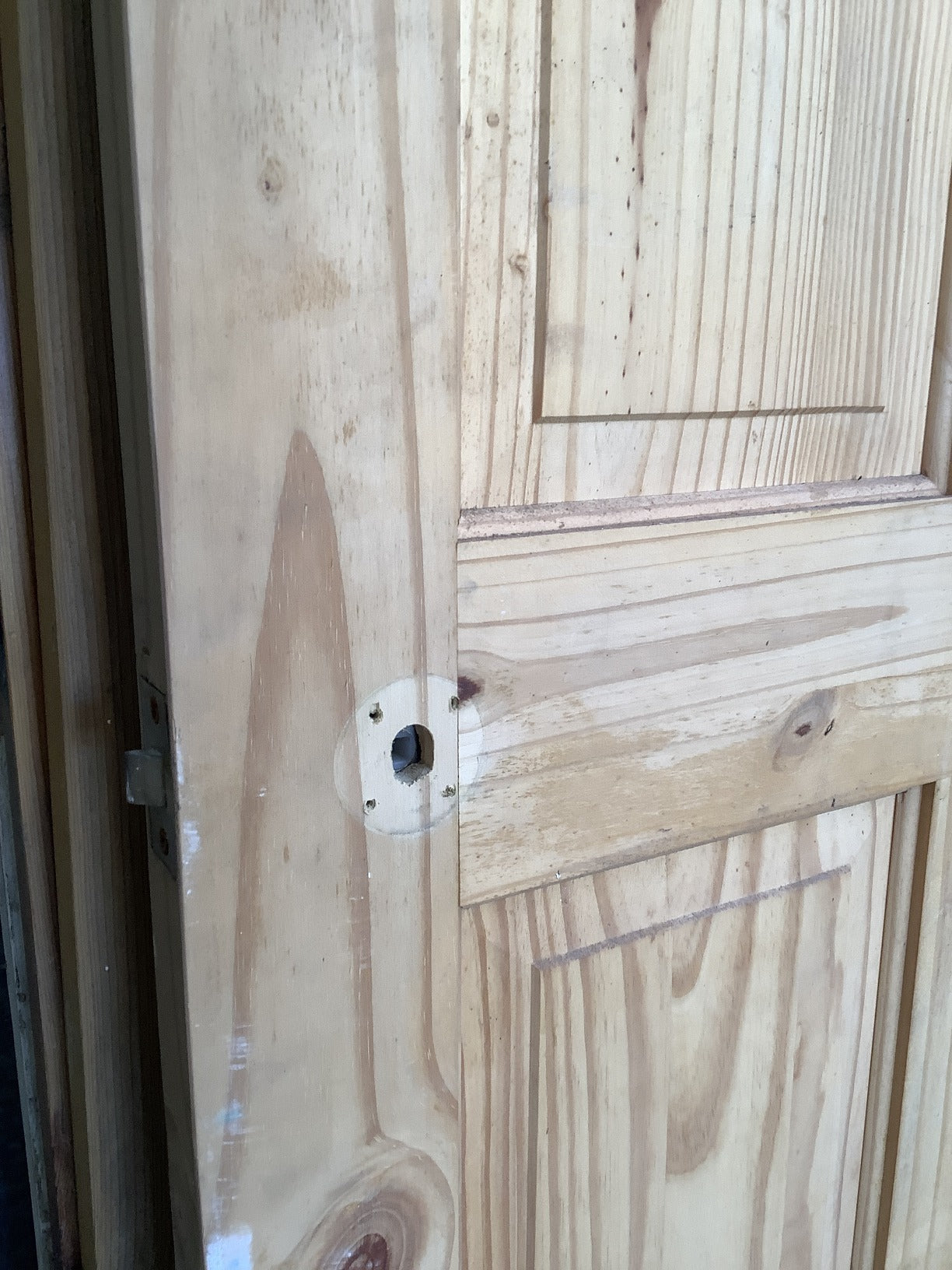 29 7/8"X76 7/8" Modern Internal Natural Pine Four Panel Door 2 over 2 Reclaimed
