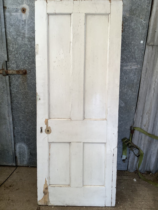 31 5/8"X78 7/8" 1930s Internal Painted Pine Four Panel Door 2 over 2 Reclaimed