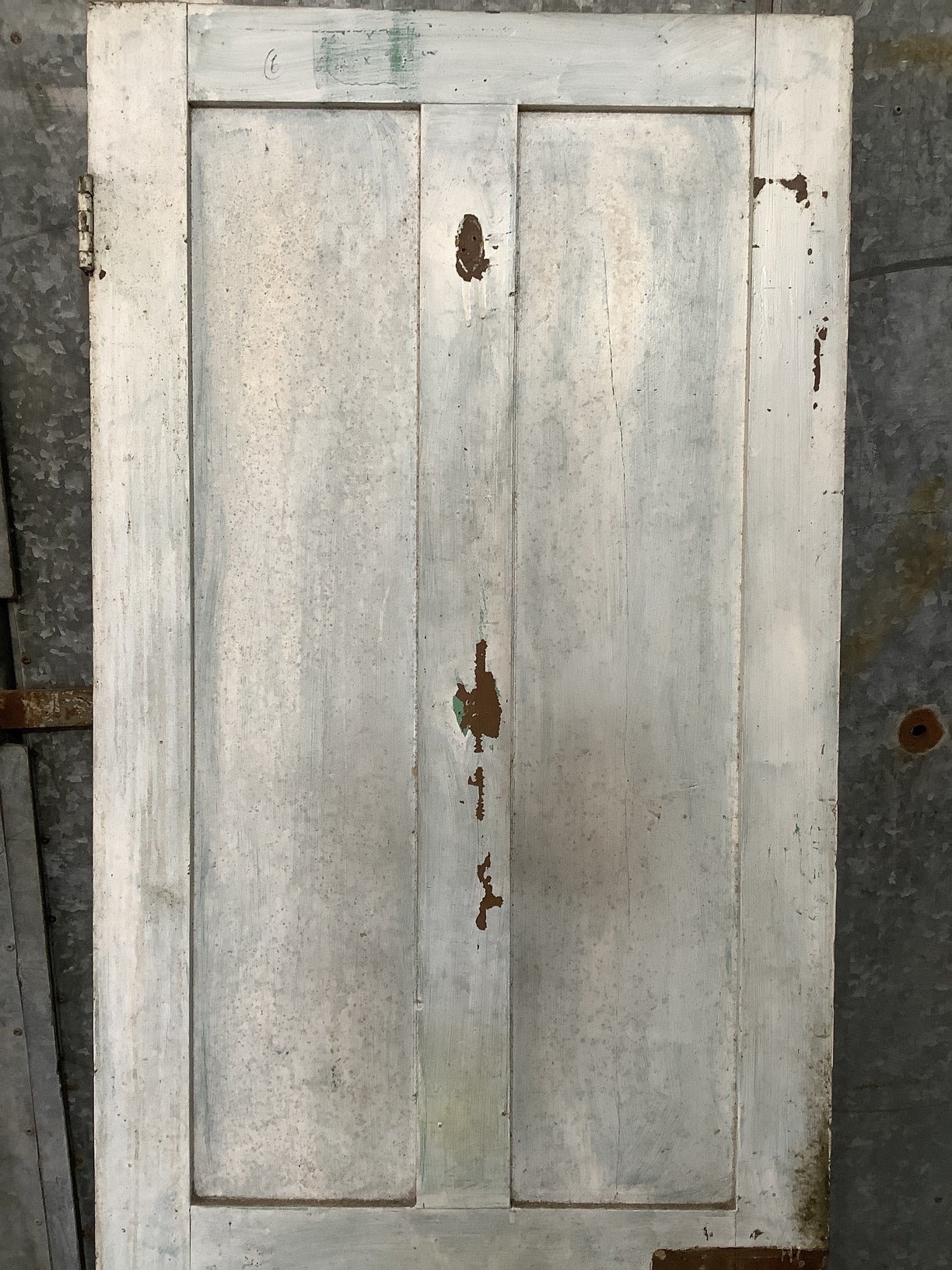 25 3/4"X77 1/8" Victorian Internal Painted Pine Four Panel Door 2 over 2 Old