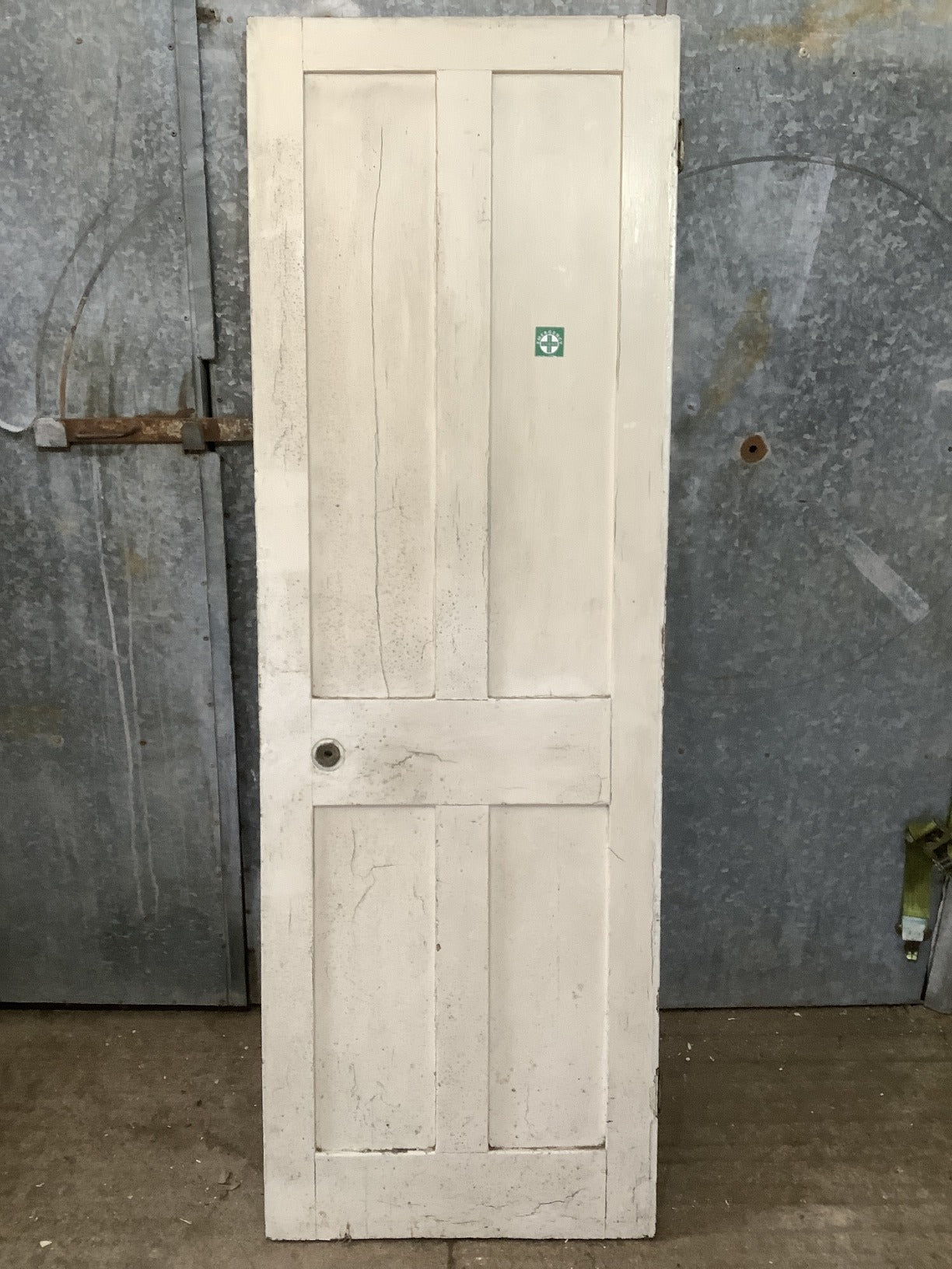 25 3/4"X77 1/8" Victorian Internal Painted Pine Four Panel Door 2 over 2 Old