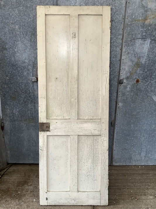 29 1/2"X82 3/4" Victorian Internal Painted Pine Four Panel Door 2 over 2 Old