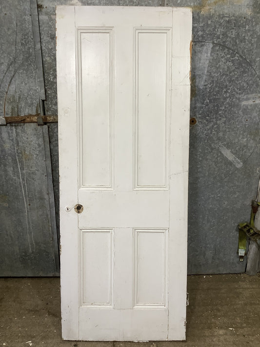 30"X76 3/4" Victorian Internal Painted Pine Four Panel Door 2 over 2 Reclaimed