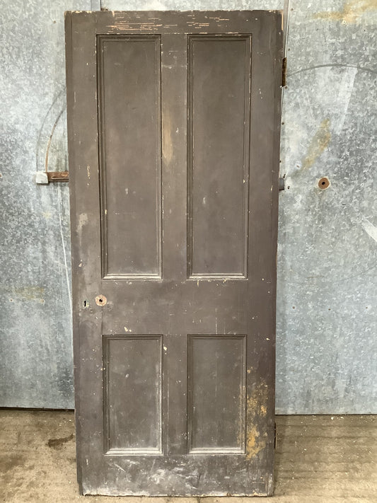 32 1/2"X75 7/8" Victorian Internal Painted Pine Four Panel Door 2 over 2 Old