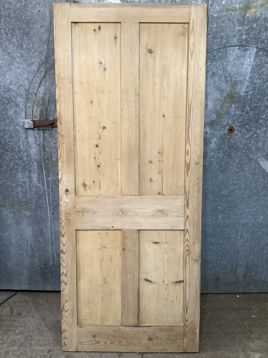 31 5/8"X76 1/2" Victorian Internal Stripped Pine Four Panel Door 2 over 2 Old