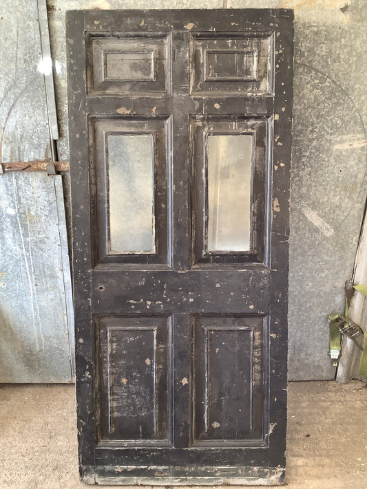 35 1/4"X77 1/4" Georgian Glazed Painted Pine Six Panel Door 2over2over2 Old