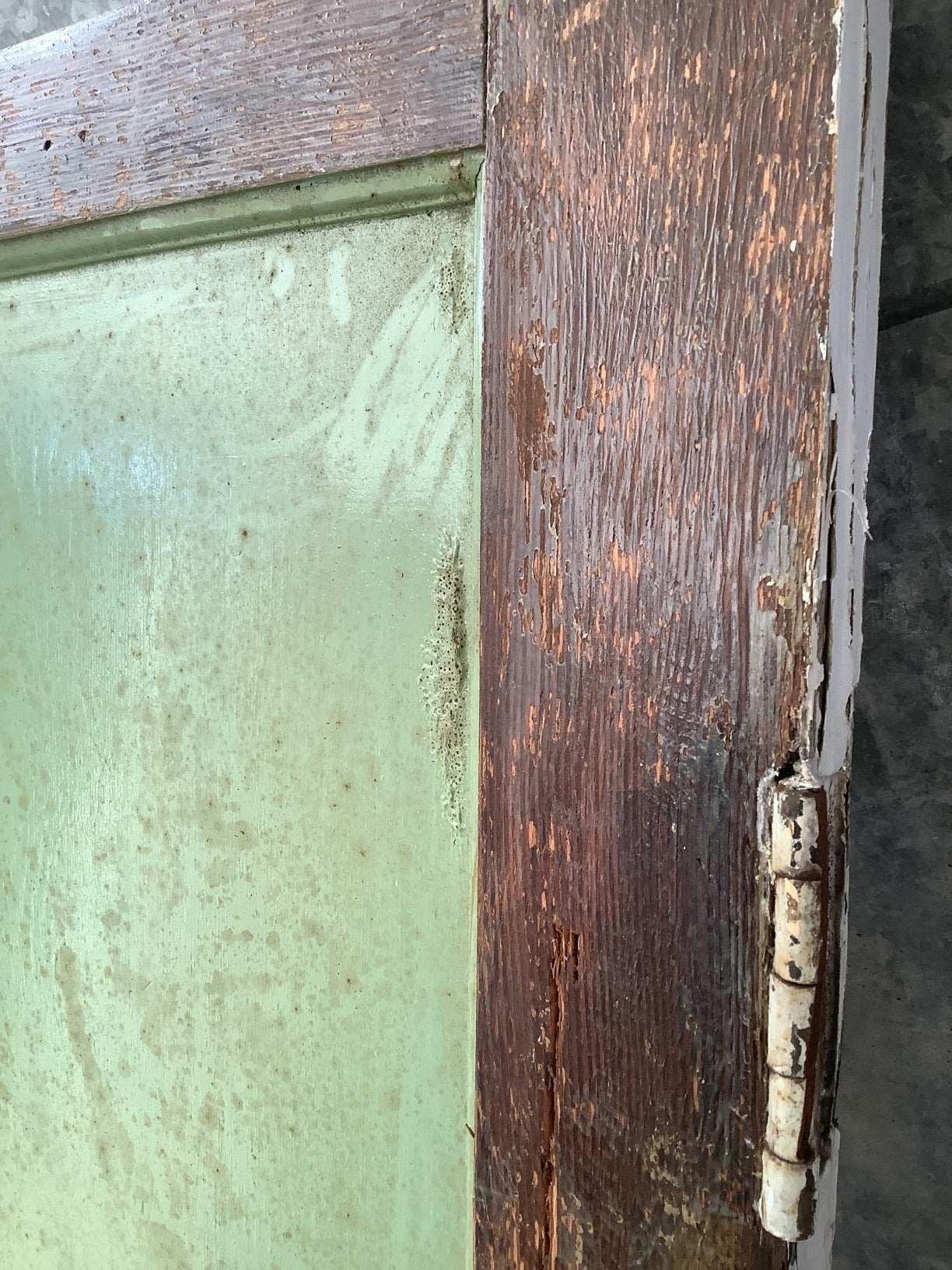 29 1/8"X70 3/4" 1930s Internal Painted Pitch Pine Four Panel Door 1 over 3 Old