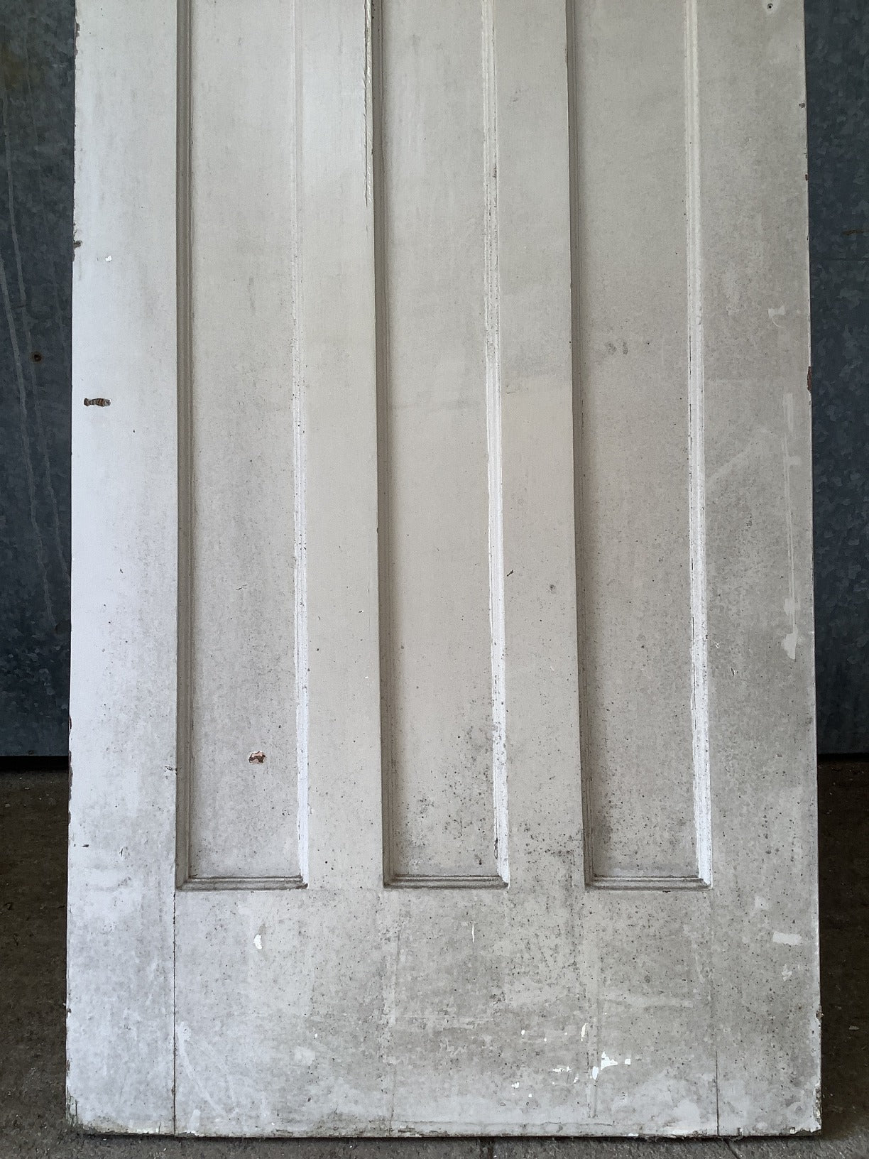 27 7/8"X75 3/4" 1930s Internal Painted Pitch Pine Four Panel Door 1 over 3 Old