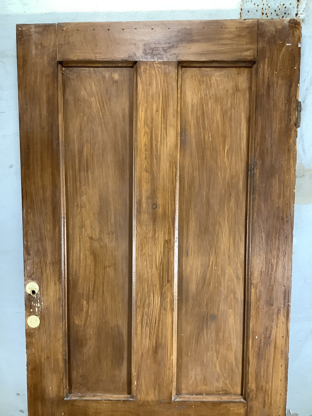 27 3/4"X75 1/4" 1930s Internal Stained Pine Four Panel Door 2over2 Reclamation